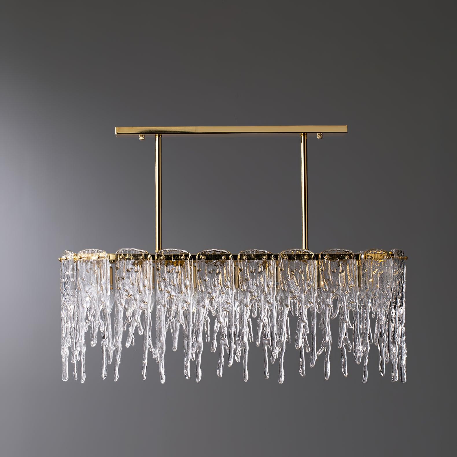 Cathaa Postmodern Luxury Rectangular Icicle Glass Crystal Chandelier - Letslighting