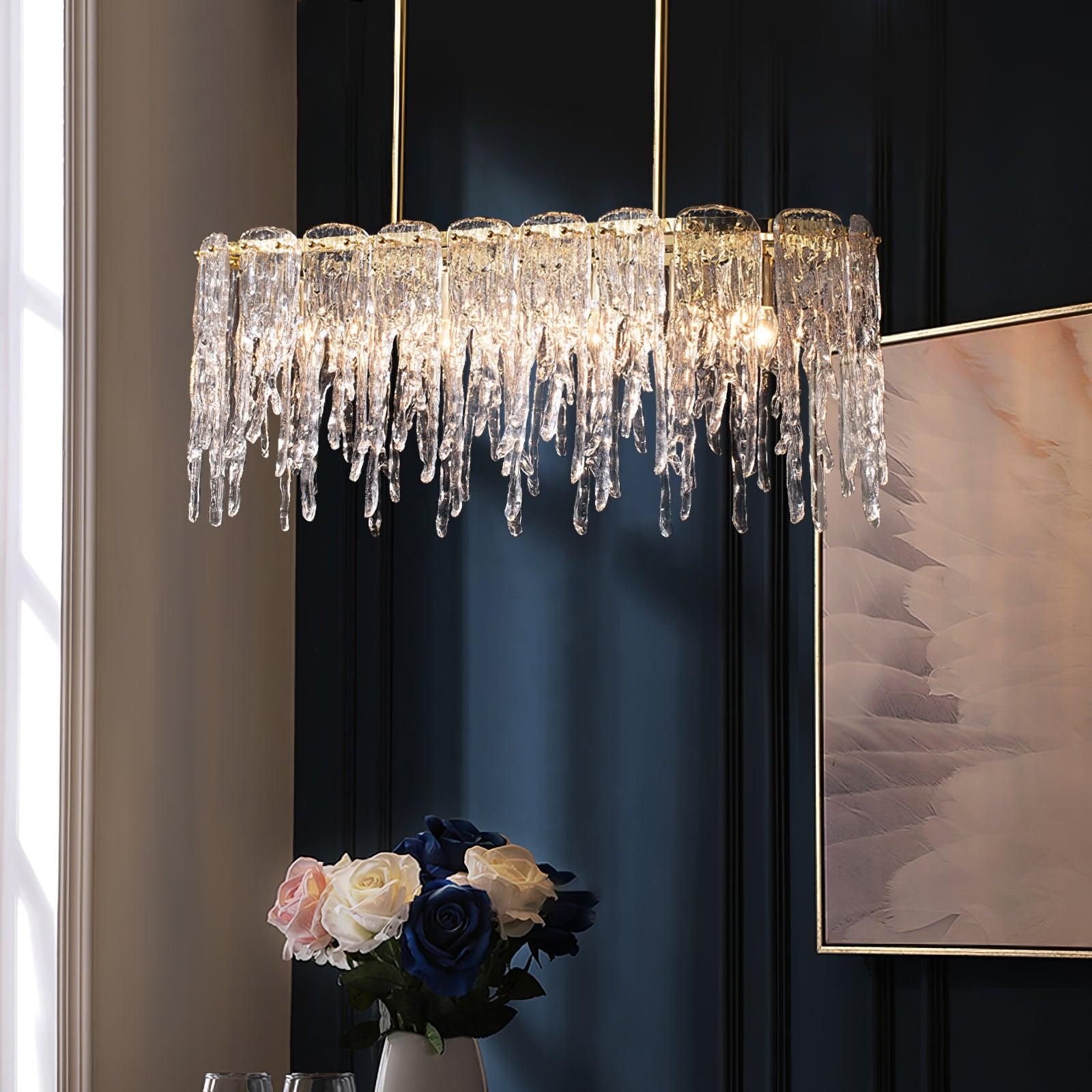 Cathaa Postmodern Luxury Rectangular Icicle Glass Crystal Chandelier - Letslighting
