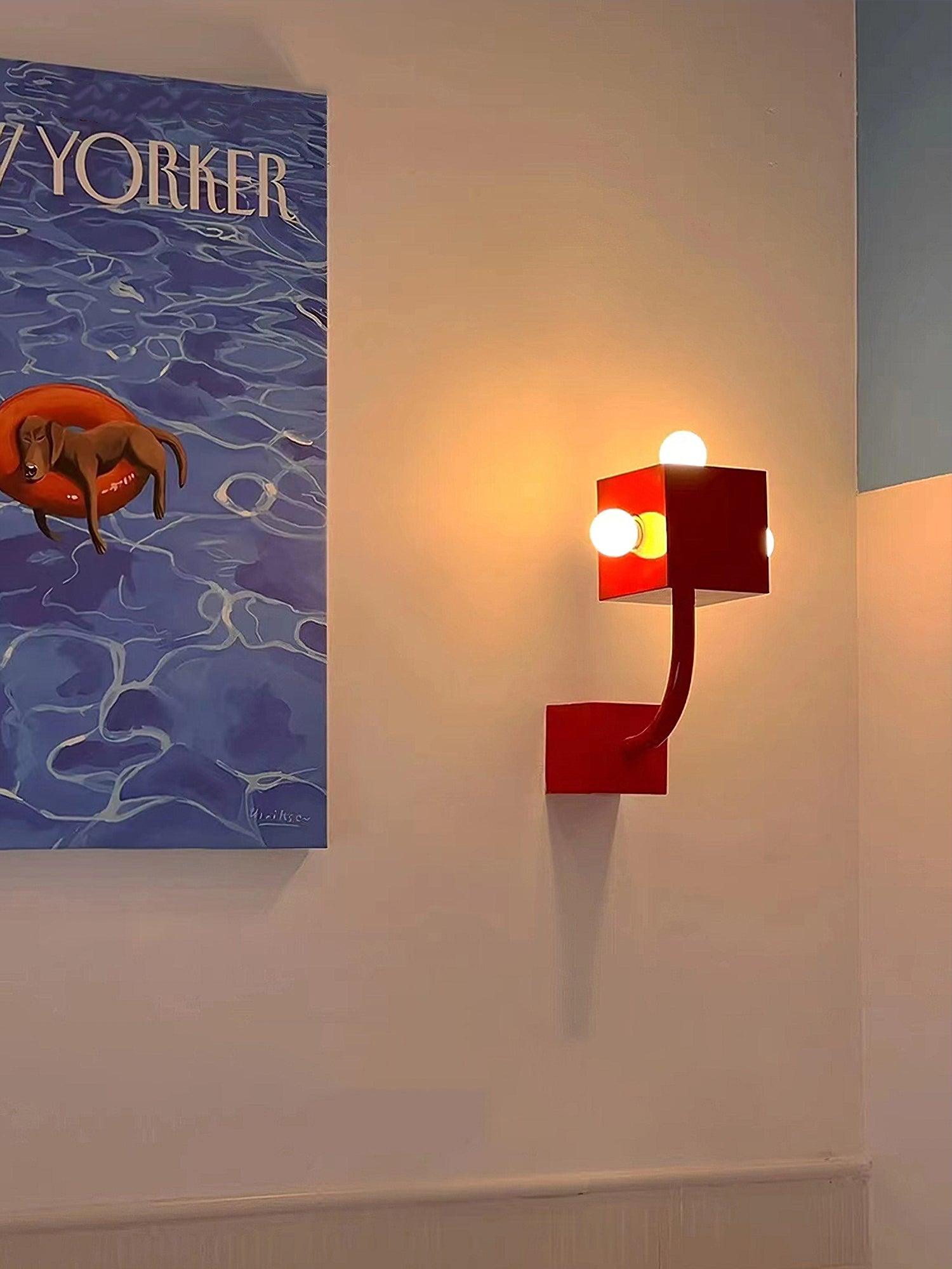 Alanna Individual Creativity Red Cube Wall Lamp - Letslighting
