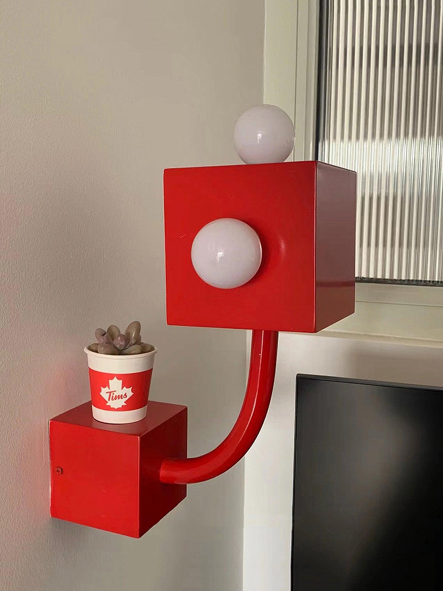 Alanna Individual Creativity Red Cube Wall Lamp - Letslighting