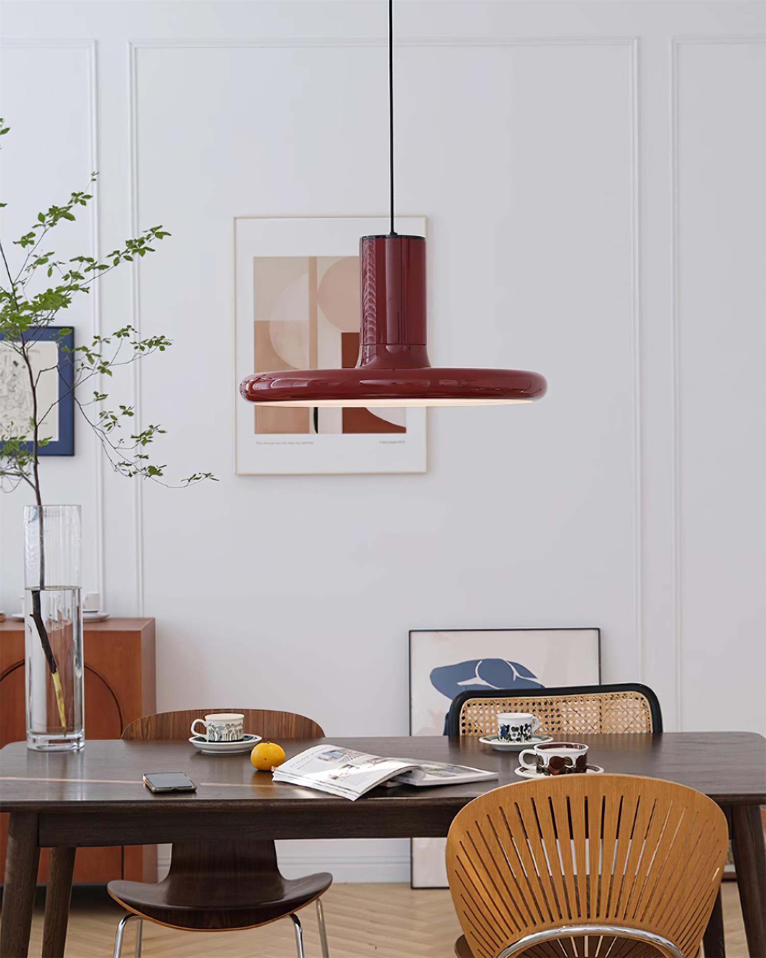 Pendant Lamp Aluminum Frisbee Red Industrial - Letslighting