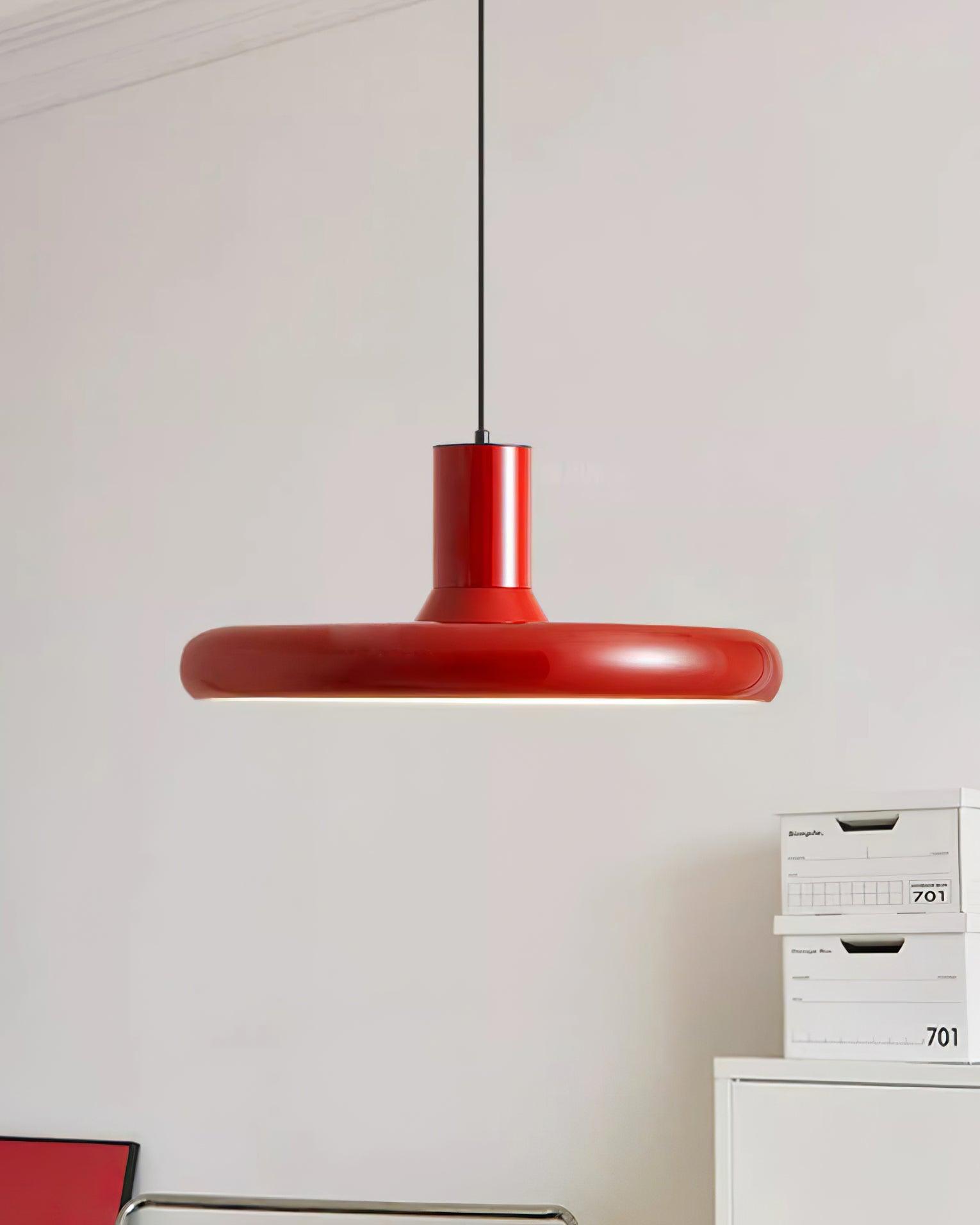 Pendant Lamp Aluminum Frisbee Red Industrial - Letslighting