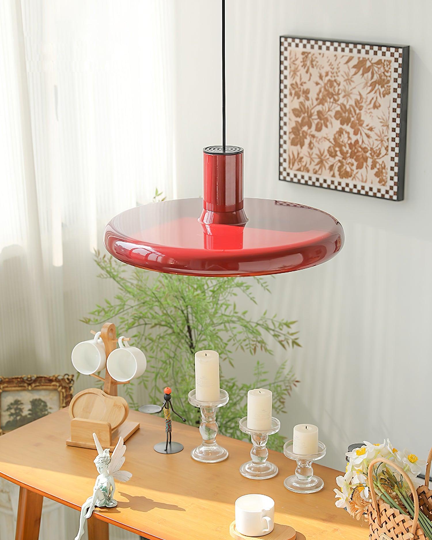 Pendant Lamp Aluminum Frisbee Red Industrial - Letslighting