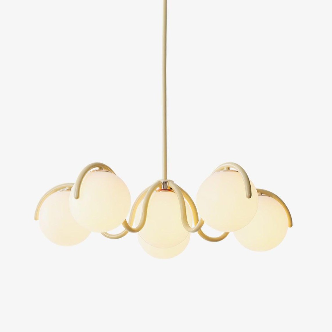 Aria Curve Linear Chandelier Red&Silver