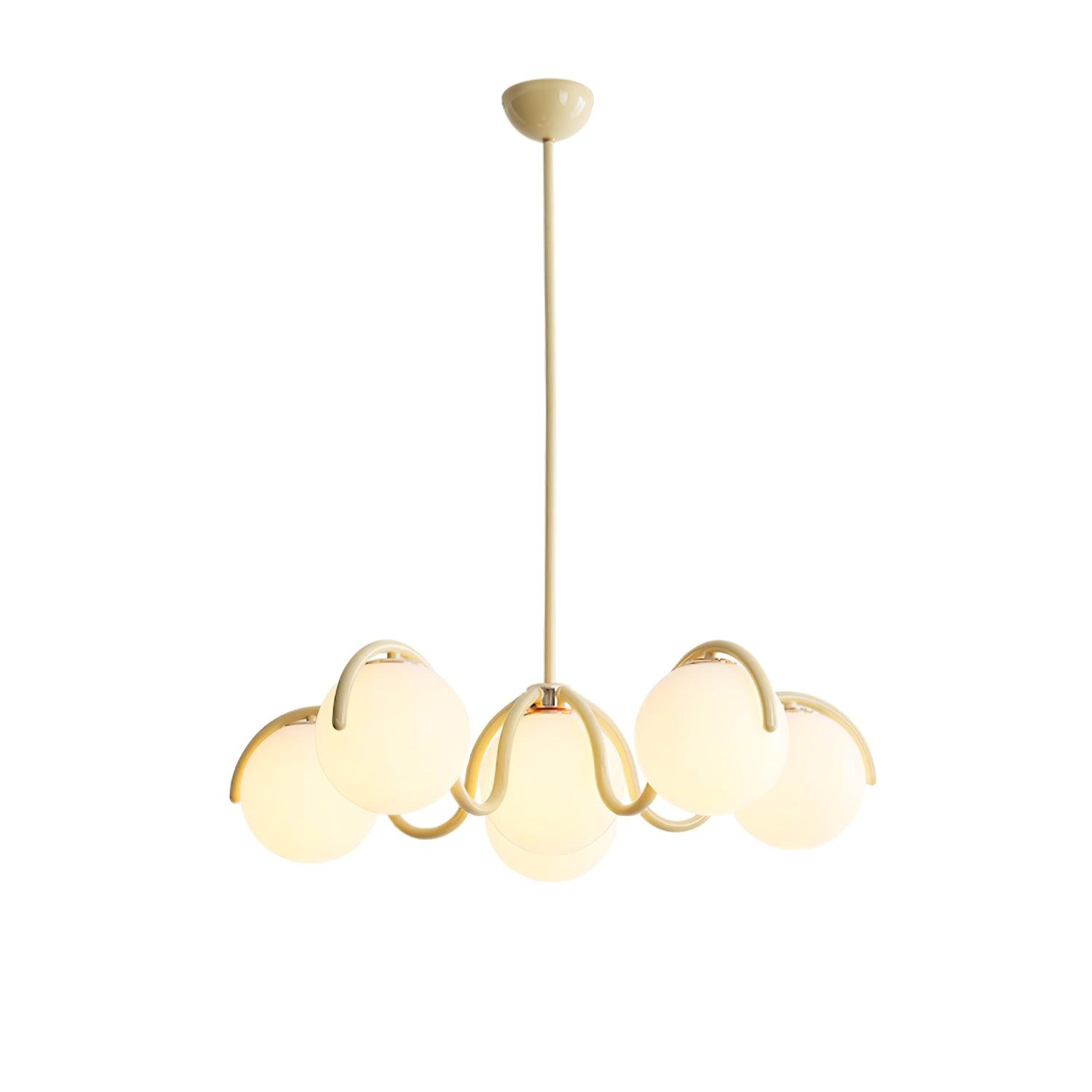 Aria Curve Linear Chandelier Red&Silver