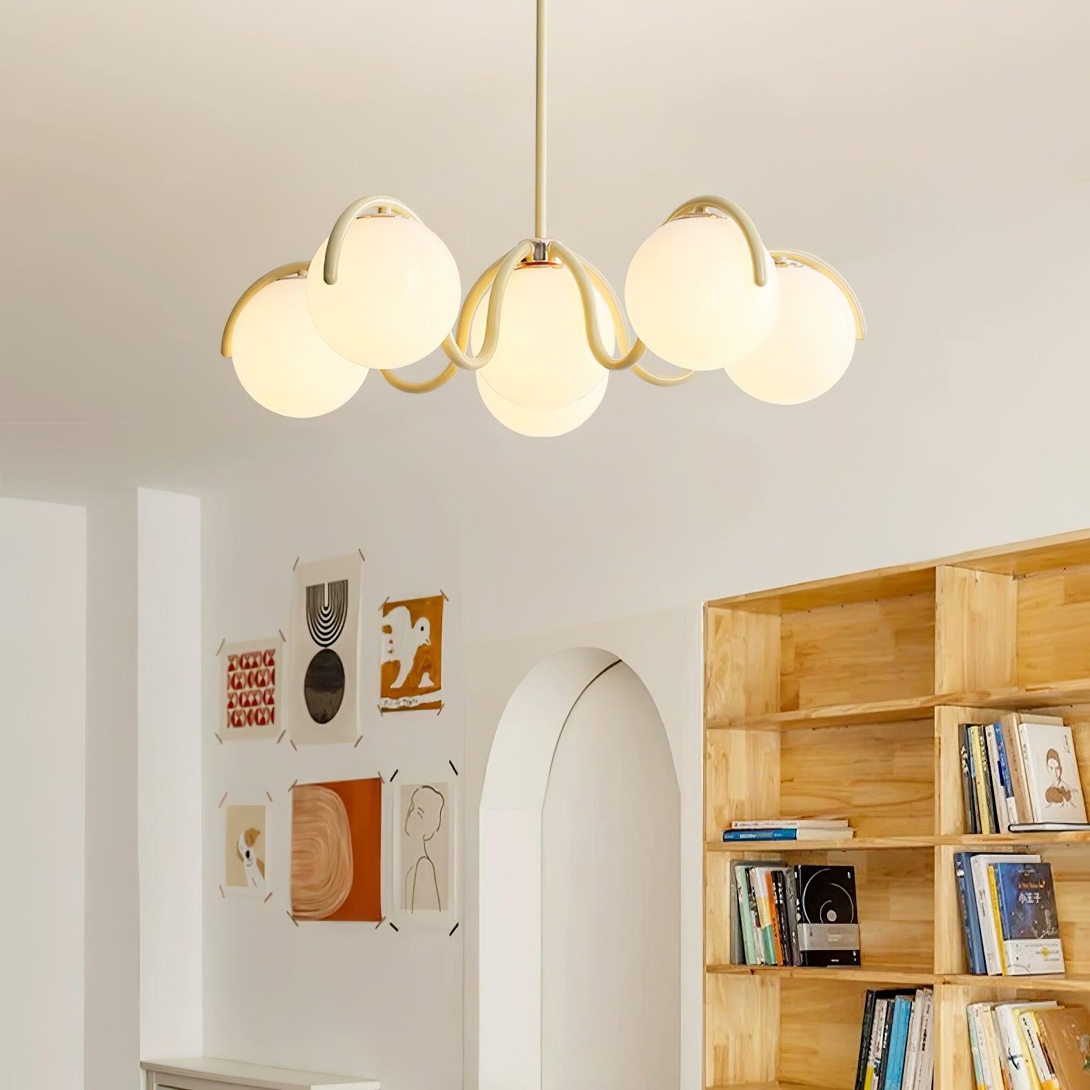 Aria Curve Linear Chandelier Red&Silver