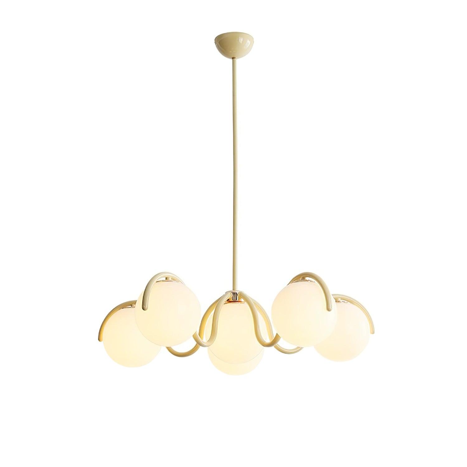 Aria Curve Linear Chandelier Red&Silver