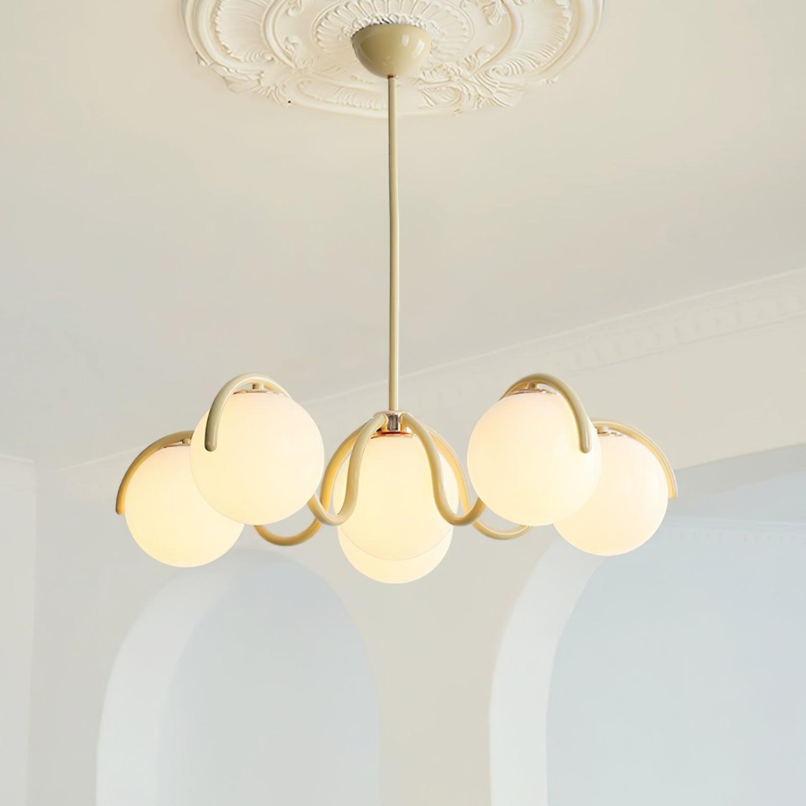 Aria Curve Linear Chandelier Red&Silver
