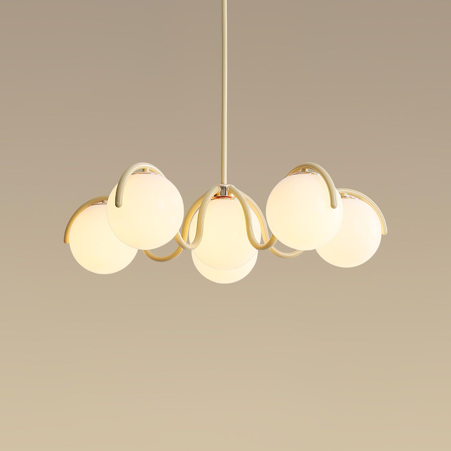 Aria Curve Linear Chandelier Red&Silver