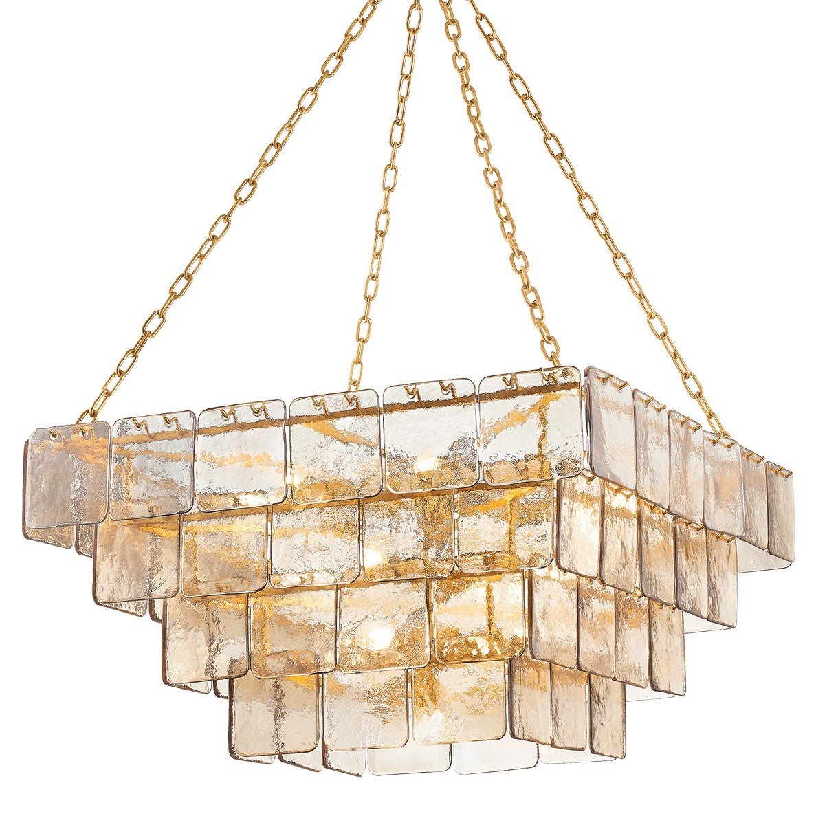 Aurora Chandelier Chain Champagne Piastre Glass Tiered