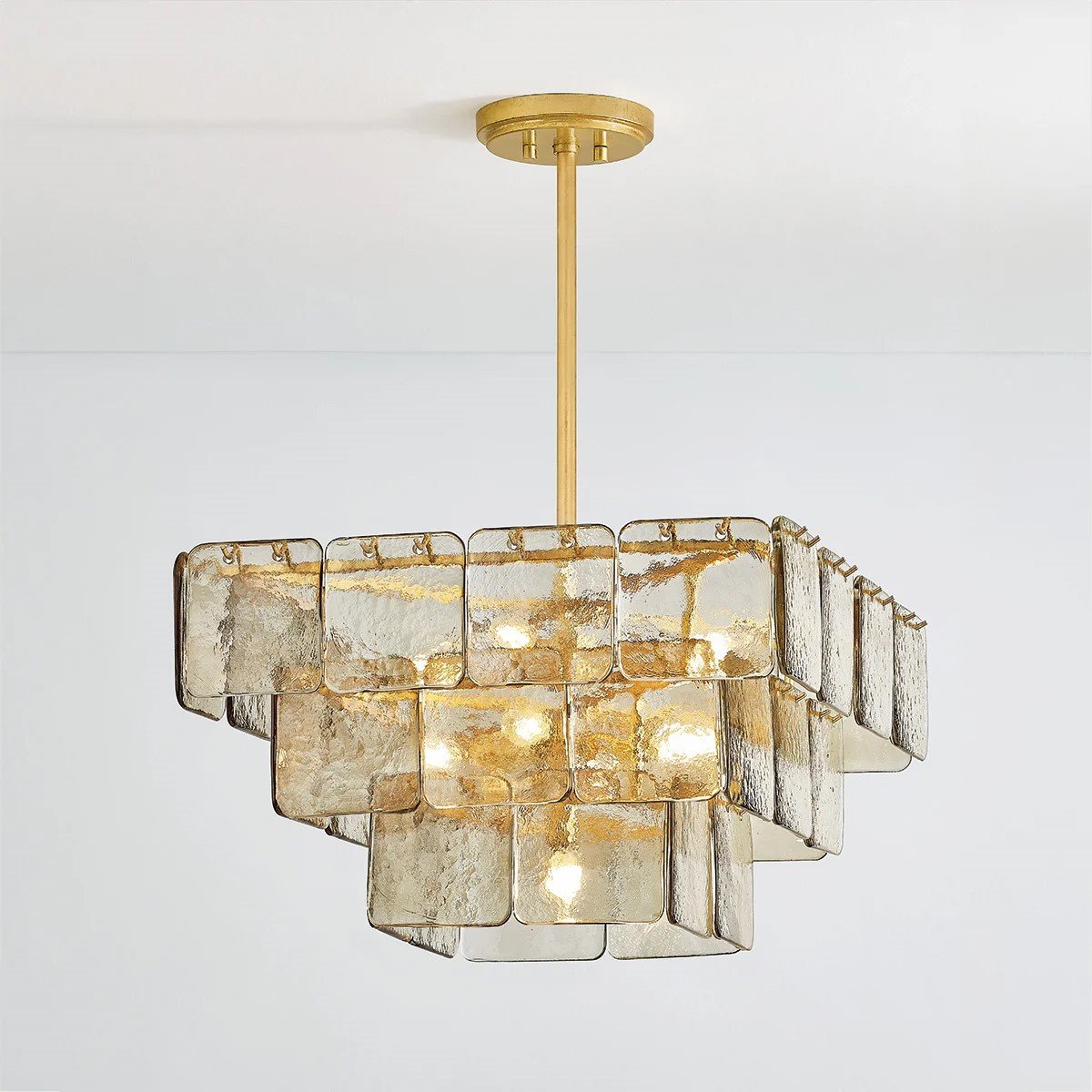 Aurora Chandelier Champagne Piastre Glass Modern
