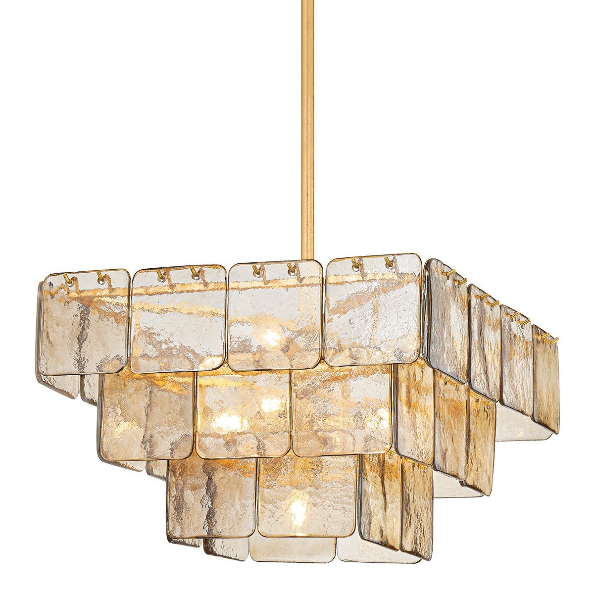 Aurora Chandelier Champagne Piastre Glass Modern