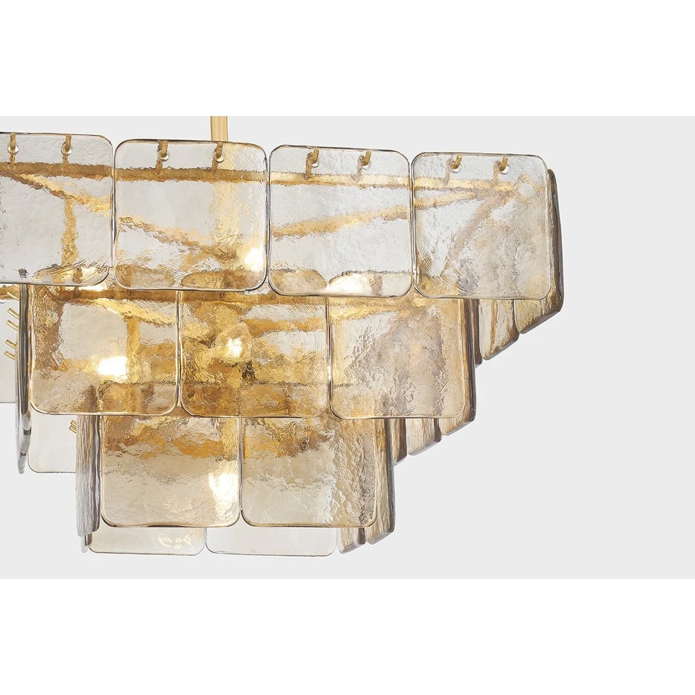 Aurora Chandelier Champagne Piastre Glass Modern