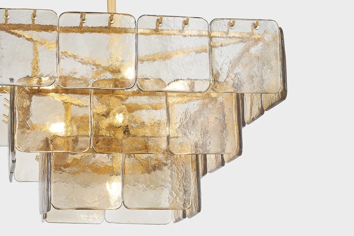 Aurora Chandelier Champagne Piastre Glass Modern