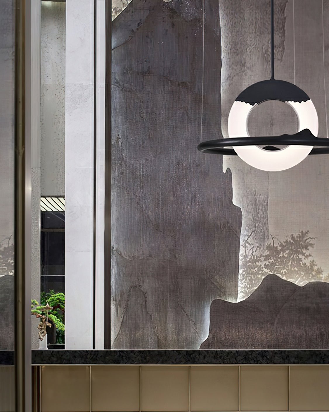 Mytalan Circular Acrylic Wood Pendant Light - Letslighting
