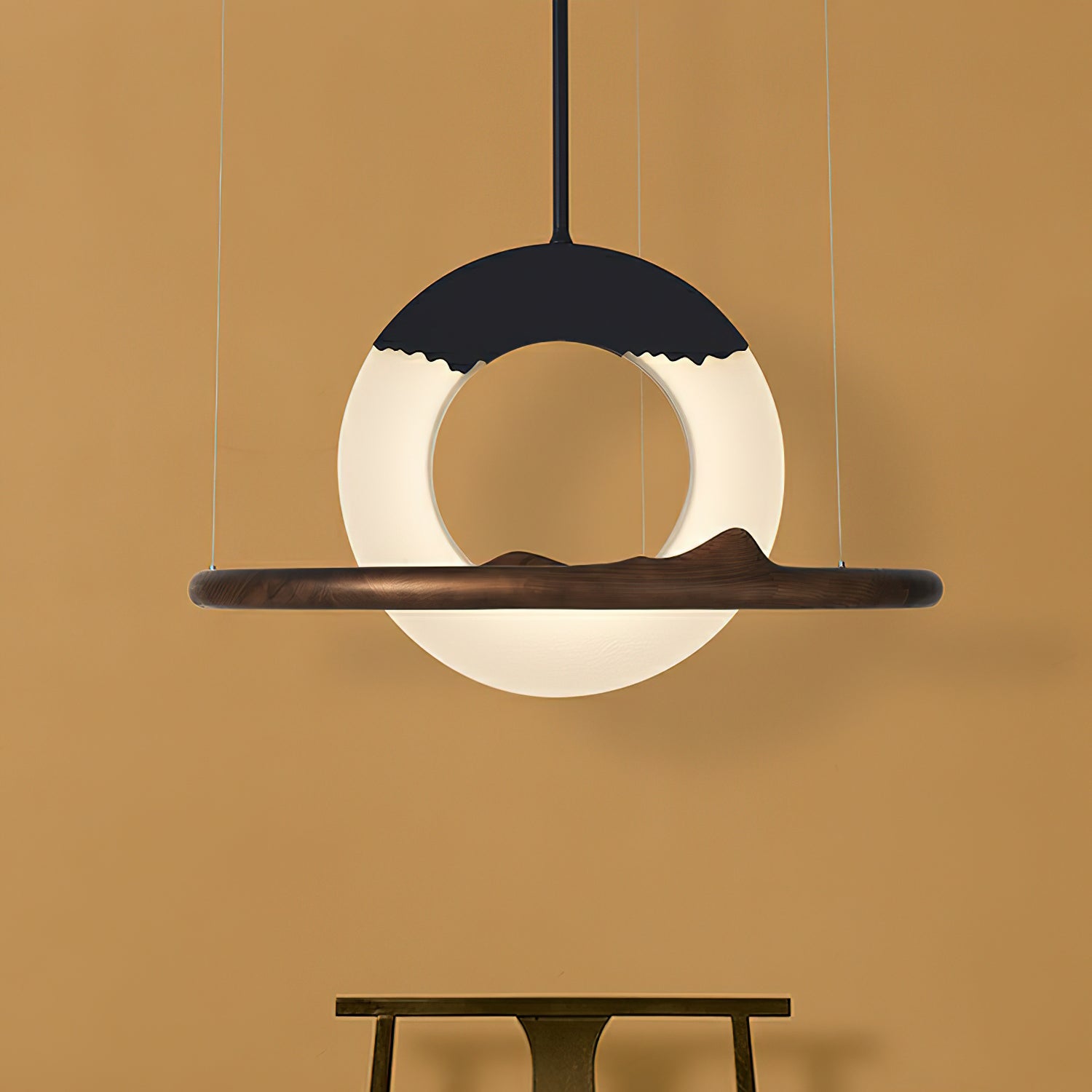 Mytalan Circular Acrylic Wood Pendant Light - Letslighting