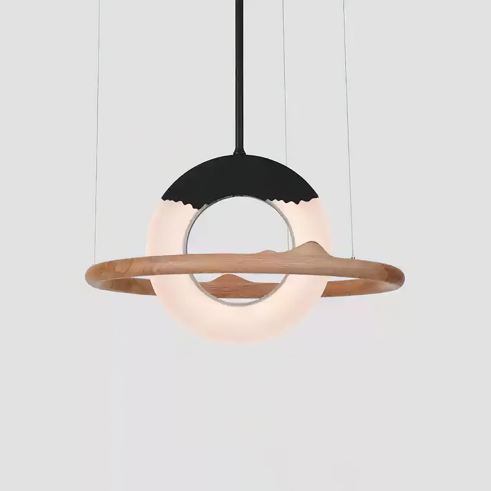 Mytalan Circular Acrylic Wood Pendant Light - Letslighting