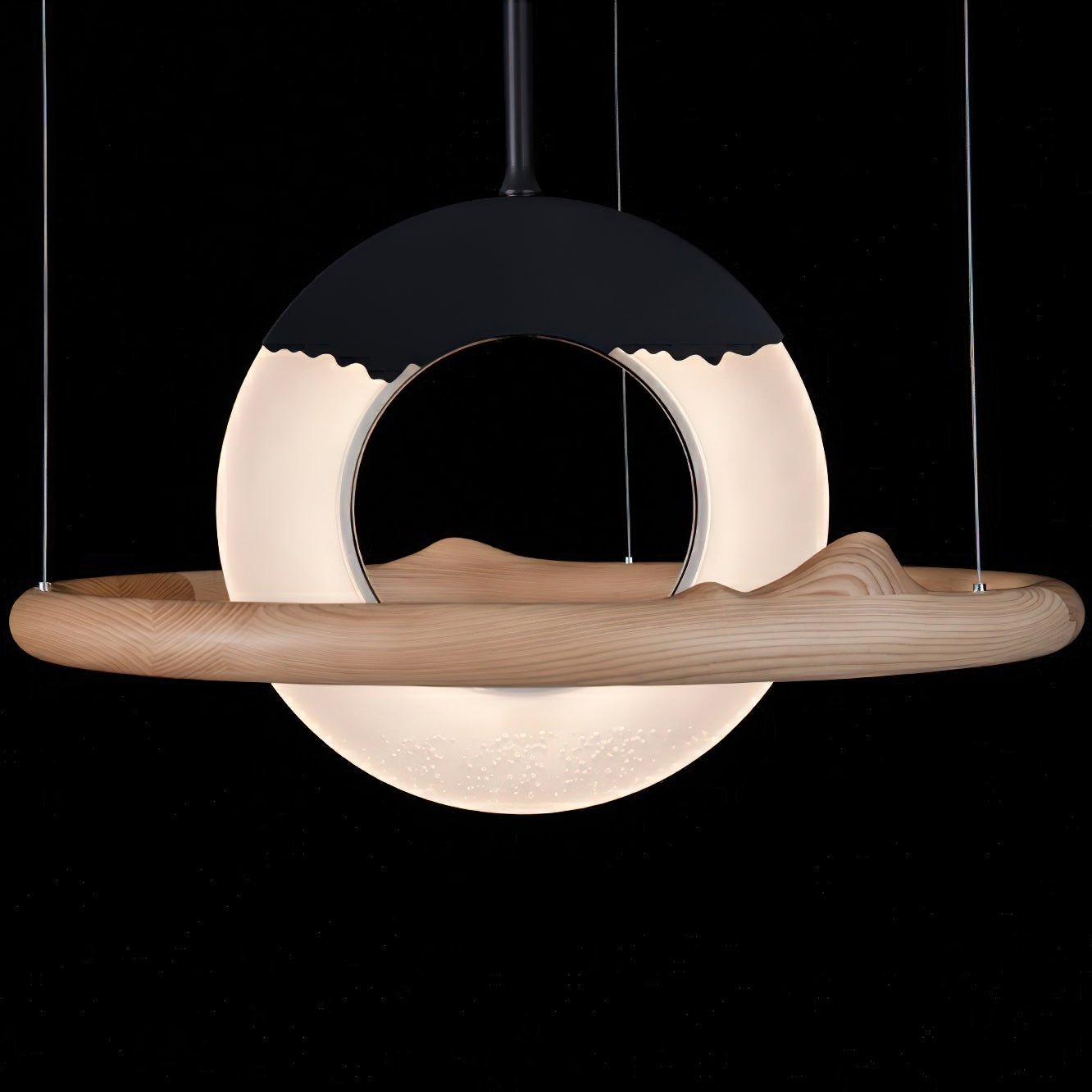Mytalan Circular Acrylic Wood Pendant Light - Letslighting