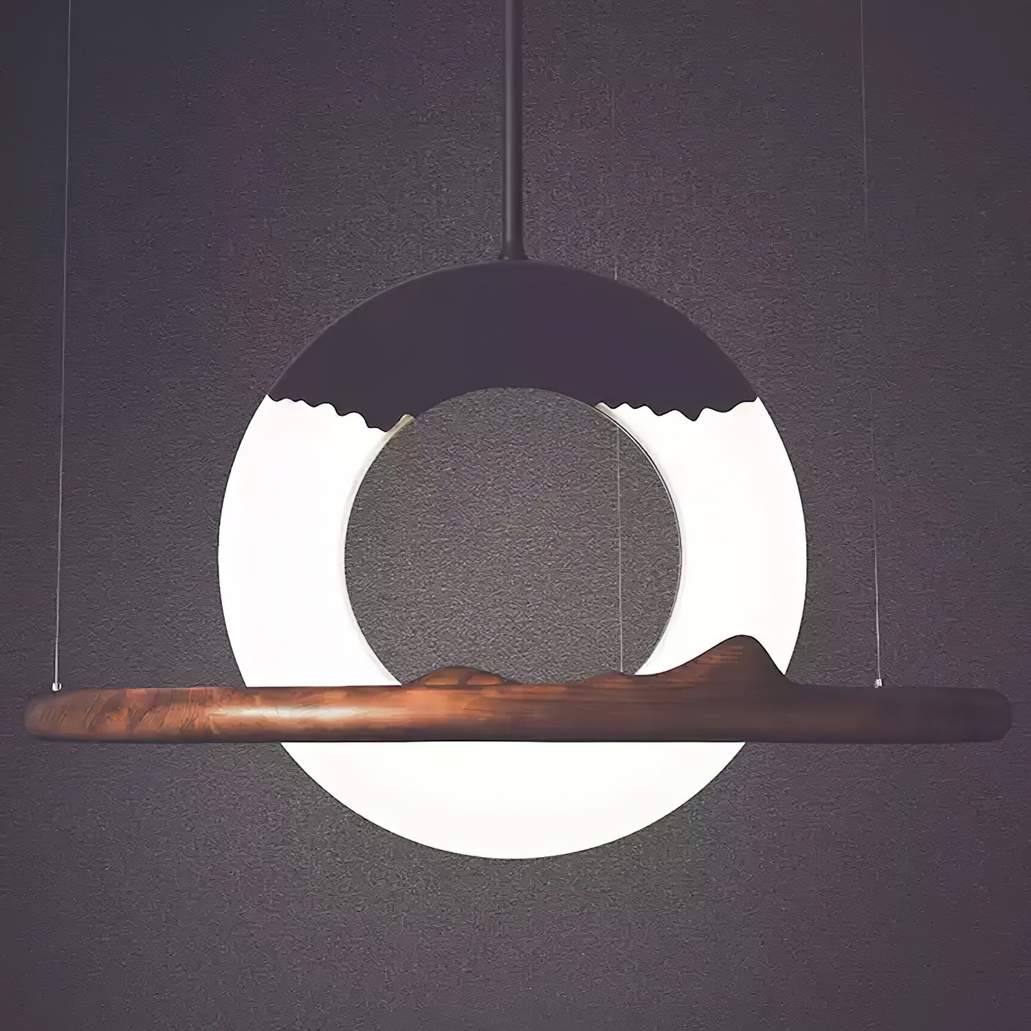 Mytalan Circular Acrylic Wood Pendant Light - Letslighting