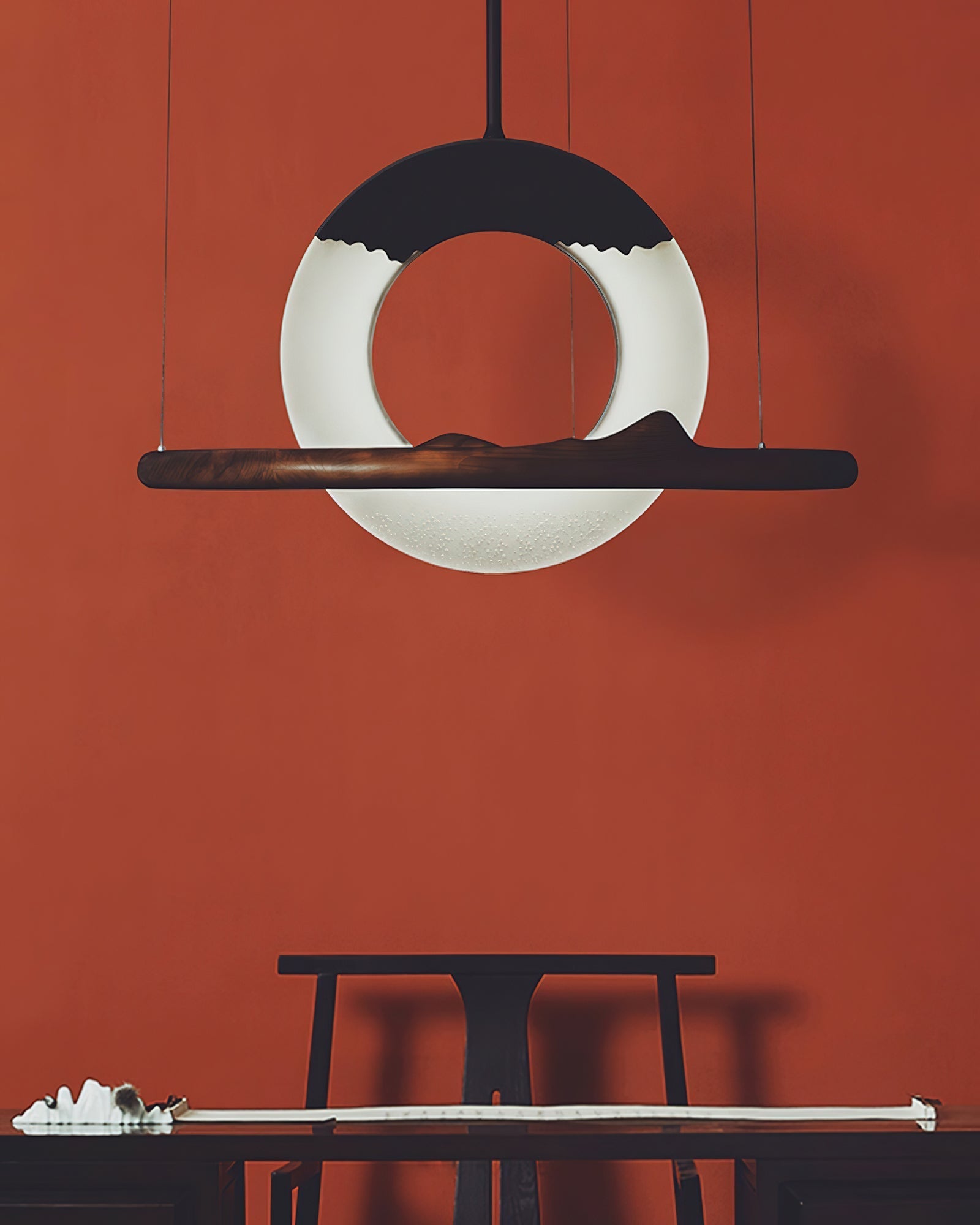 Mytalan Circular Acrylic Wood Pendant Light - Letslighting