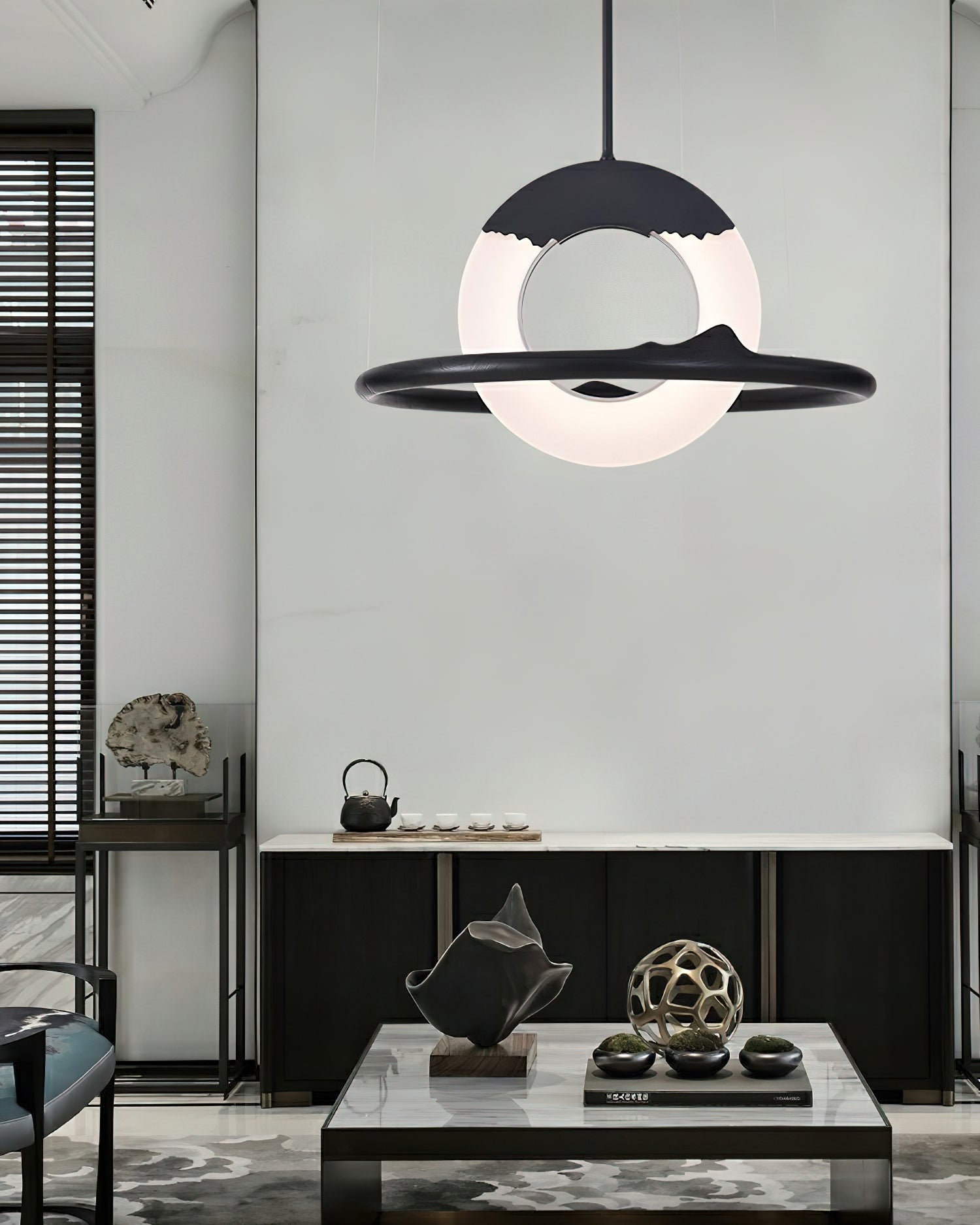 Mytalan Circular Acrylic Wood Pendant Light - Letslighting