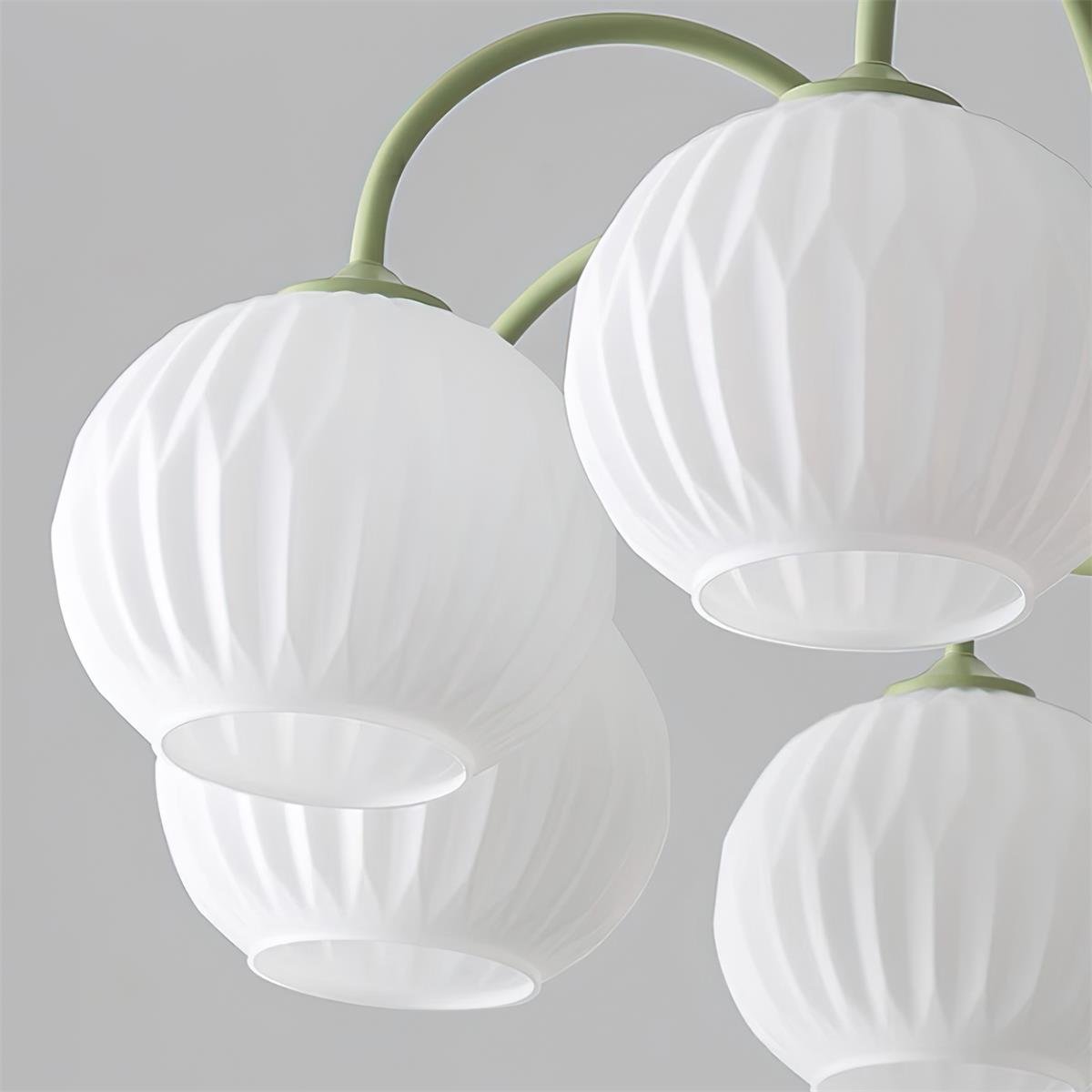 Lustra Chandelier Green Ribbed Glass Modern 8-Light - Letslighting