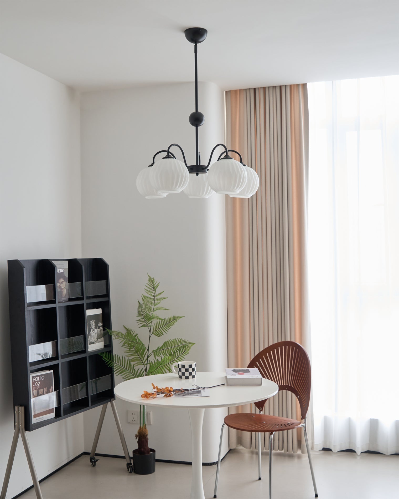 Lustra Chandelier Green Ribbed Glass Modern 8-Light - Letslighting