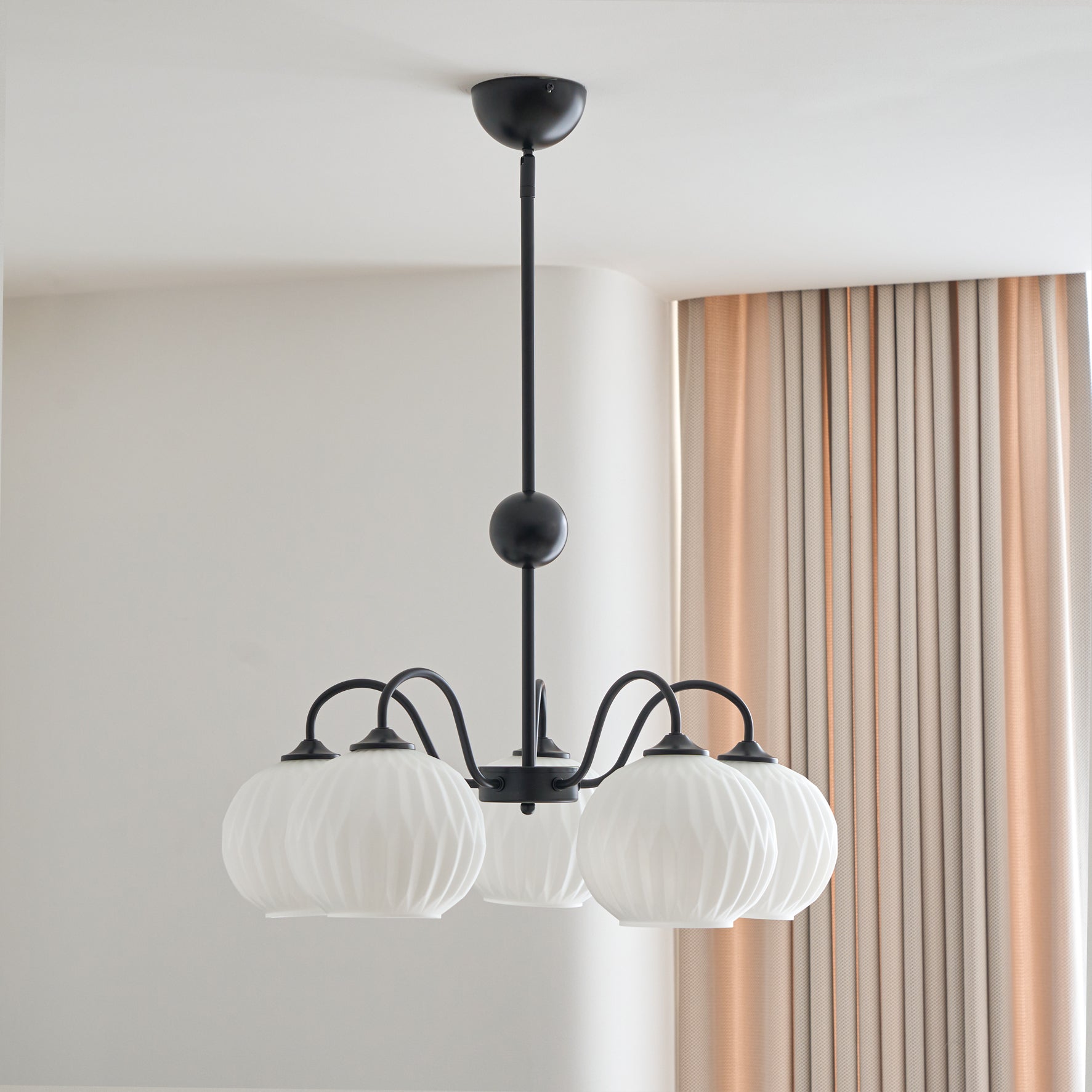 Lustra Chandelier Green Ribbed Glass Modern 8-Light - Letslighting