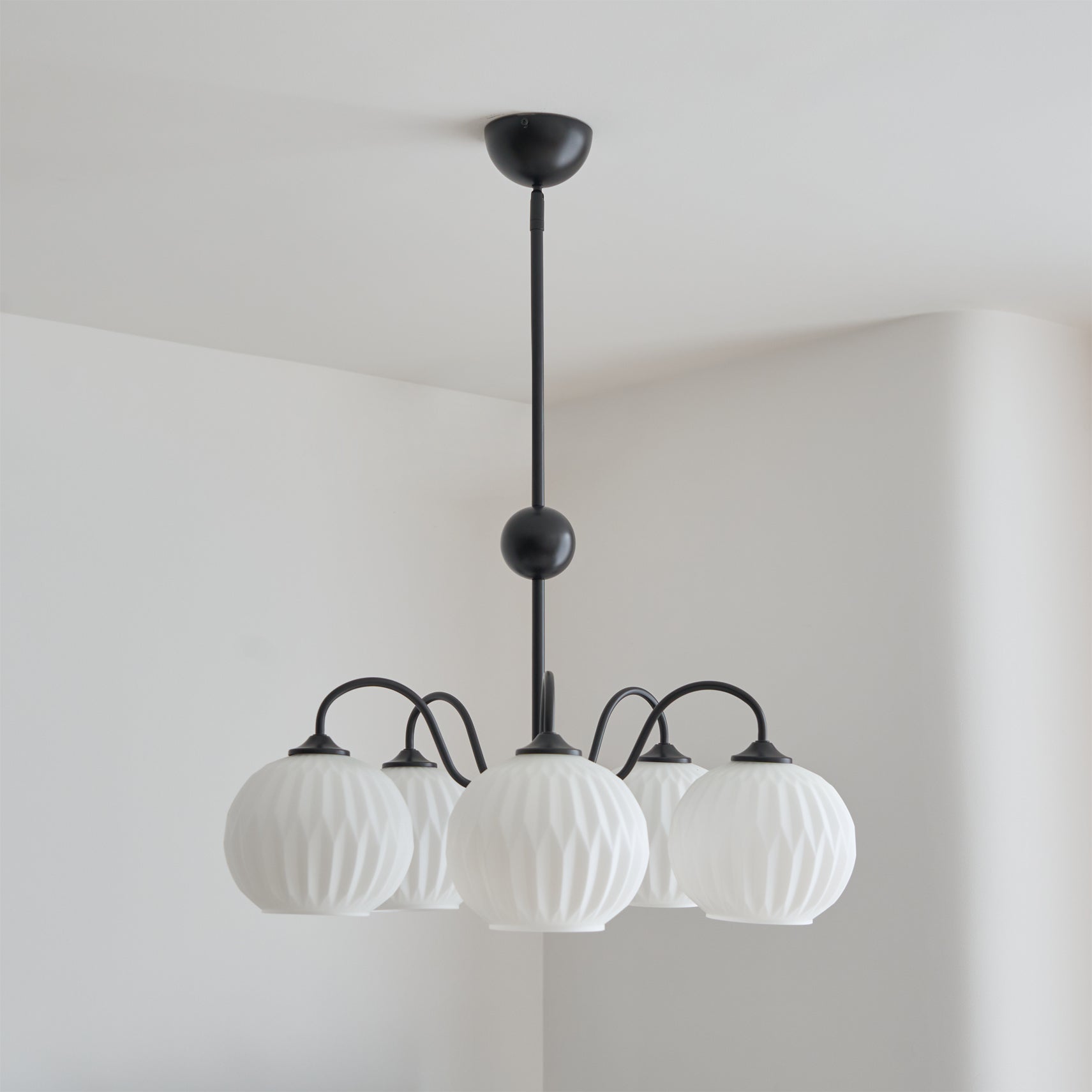 Lustra Chandelier Green Ribbed Glass Modern 8-Light - Letslighting