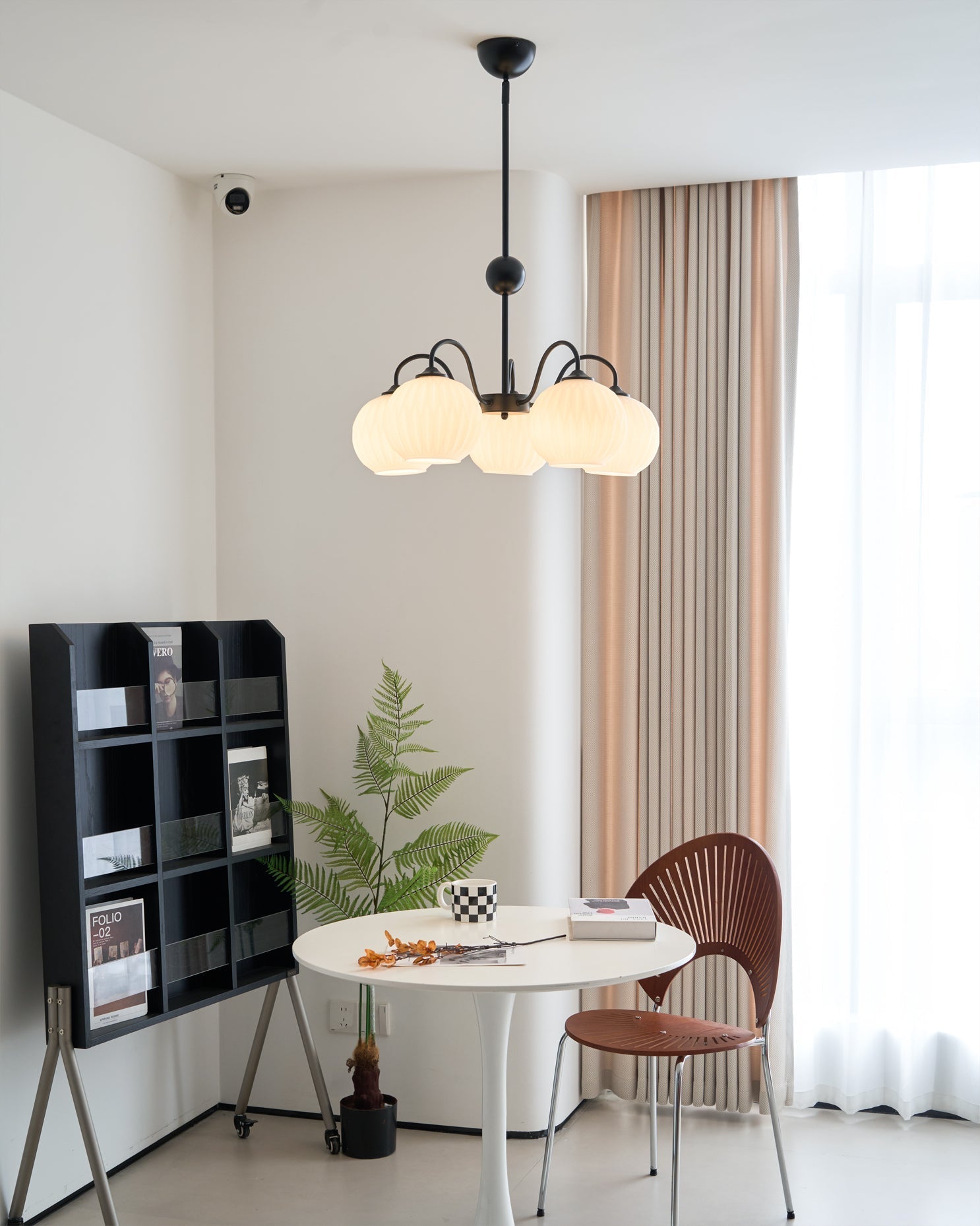 Lustra Chandelier Green Ribbed Glass Modern 8-Light - Letslighting
