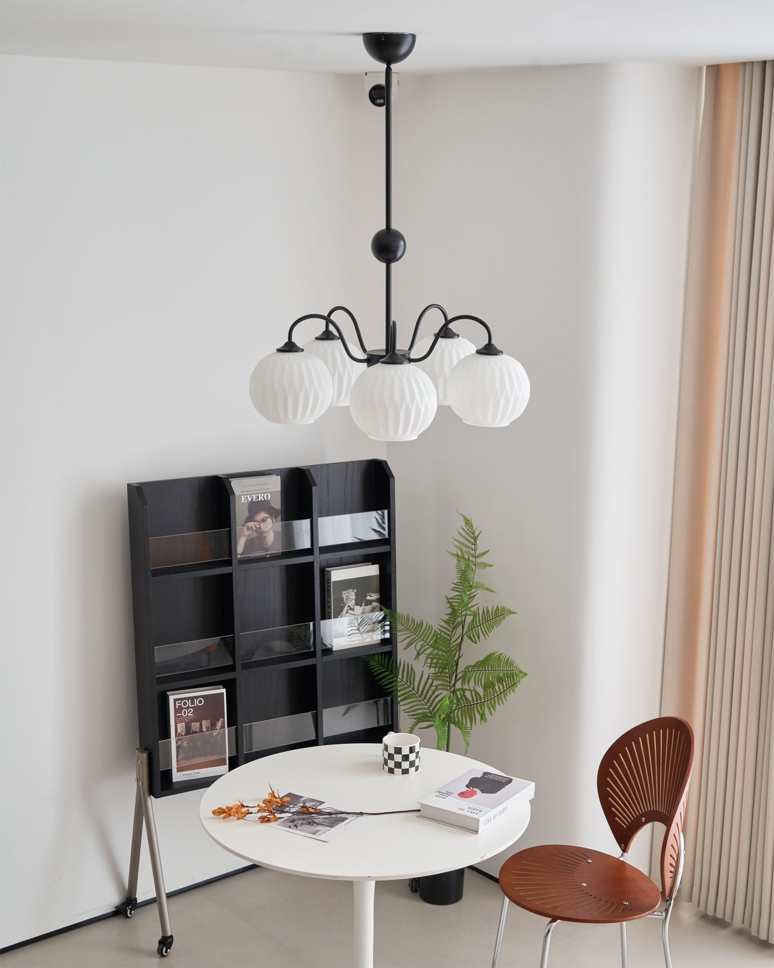 Lustra Chandelier Green Ribbed Glass Modern 8-Light - Letslighting