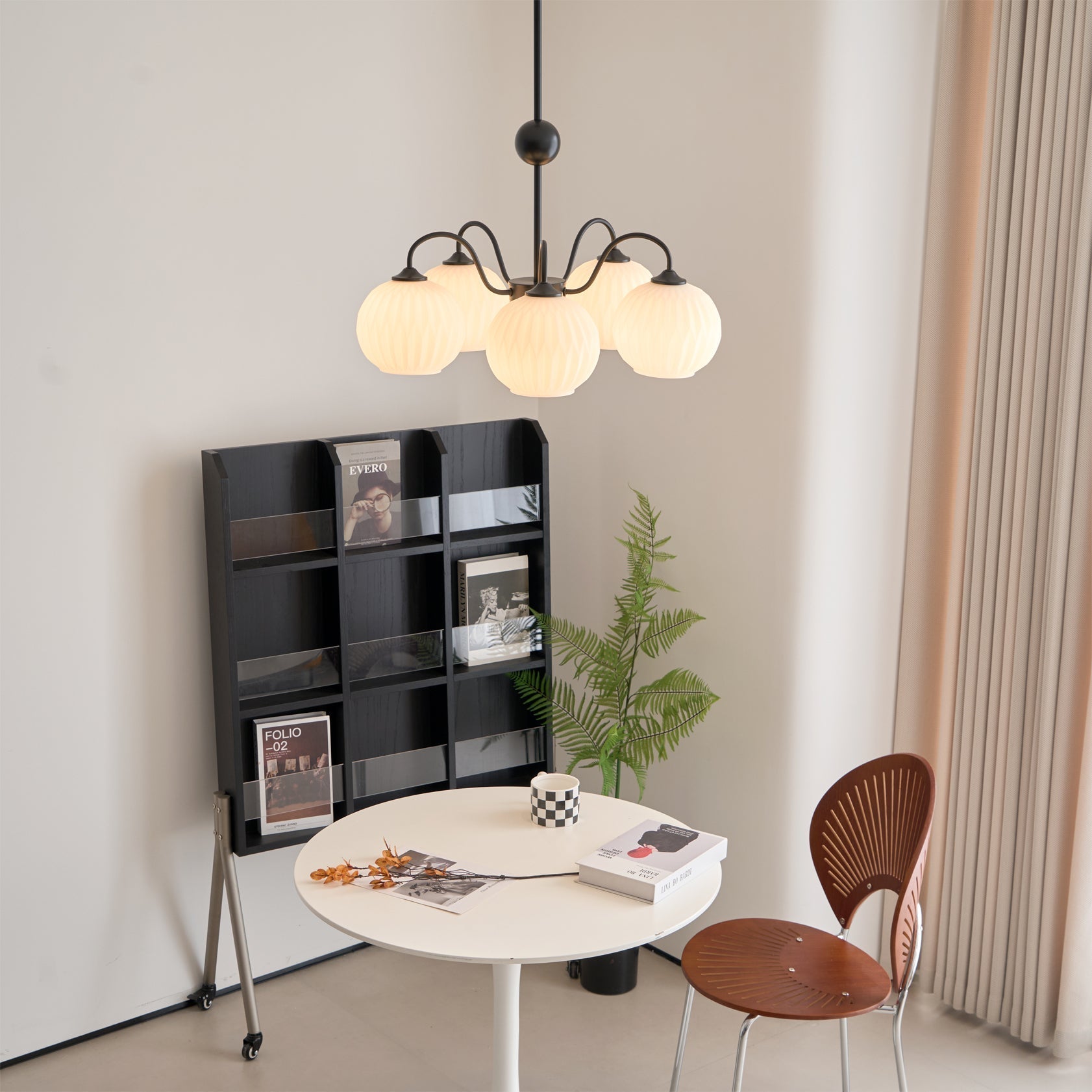 Lustra Chandelier Green Ribbed Glass Modern 8-Light - Letslighting