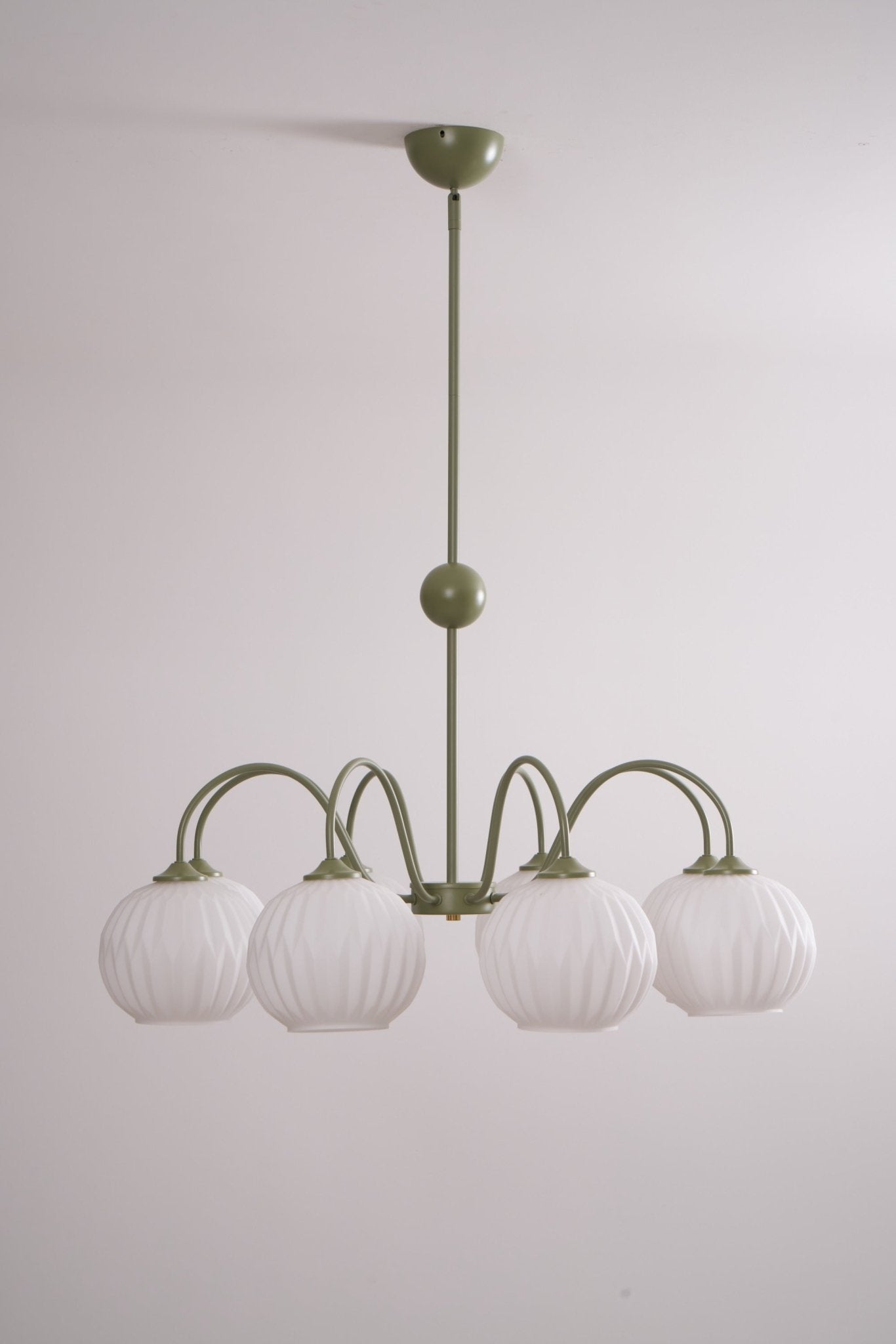 Lustra Chandelier Green Ribbed Glass Modern 8-Light - Letslighting