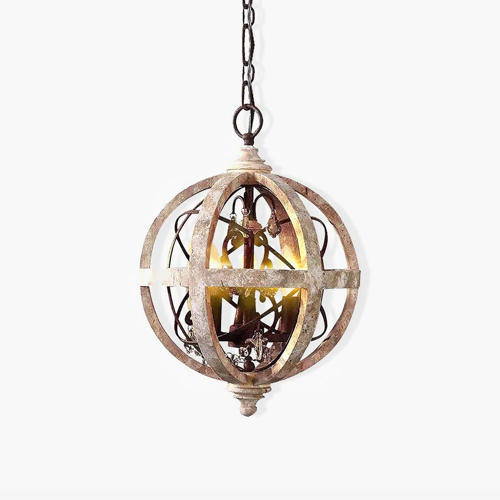 Lustra Chandelier Retro Globe with Weathered Wood - Letslighting