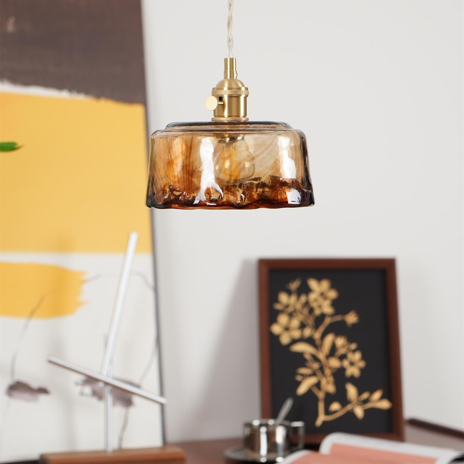 Amberlyn Vintage Amber Glass Pendant Light - Letslighting