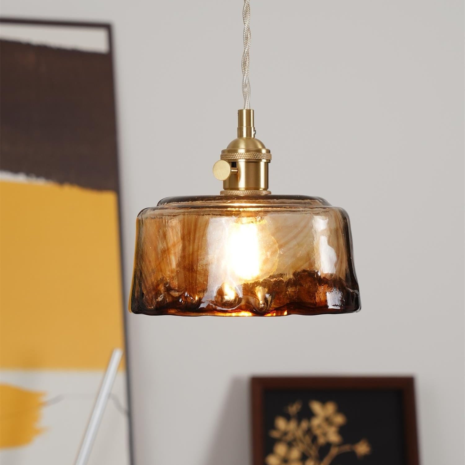 Amberlyn Vintage Amber Glass Pendant Light - Letslighting