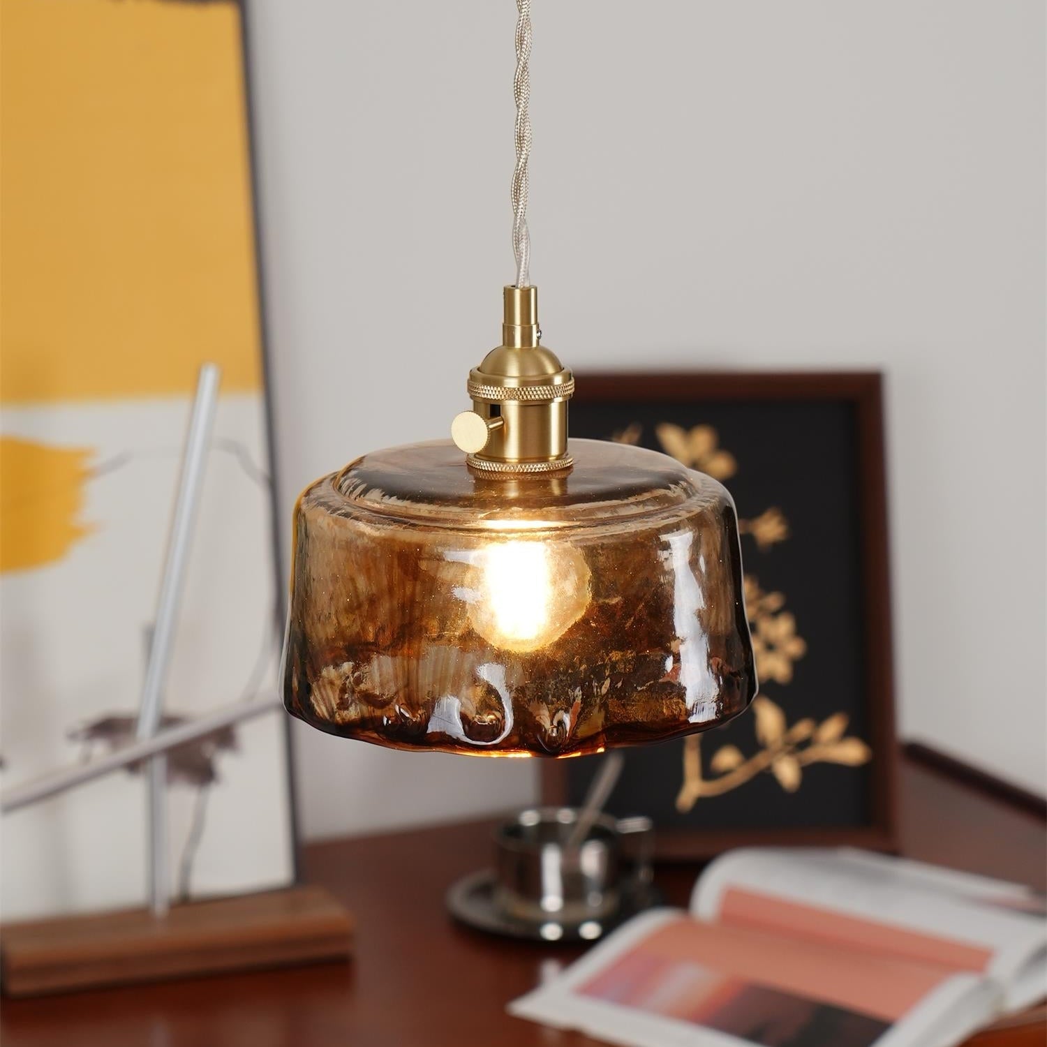 Amberlyn Vintage Amber Glass Pendant Light - Letslighting