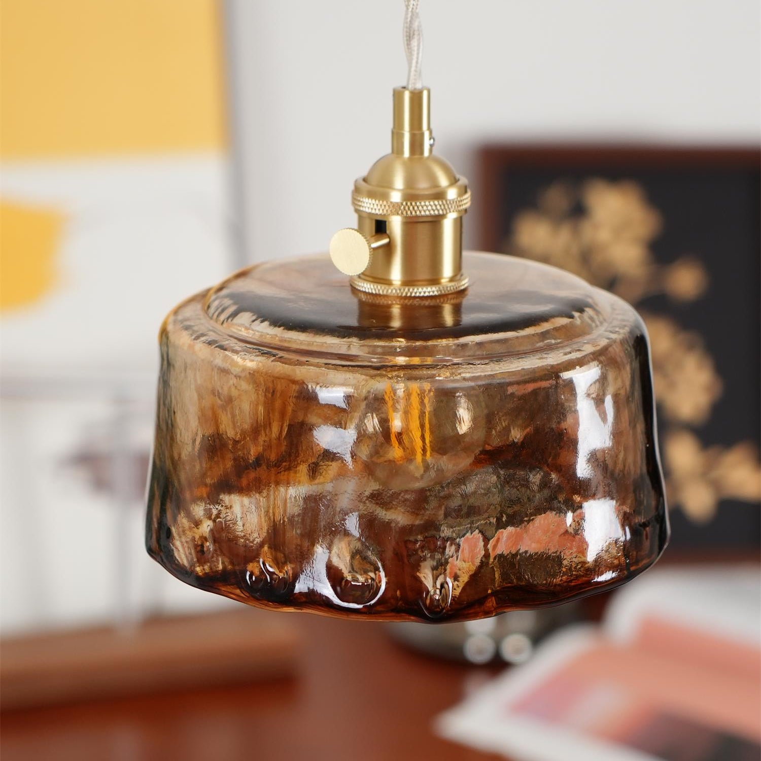 Amberlyn Vintage Amber Glass Pendant Light - Letslighting