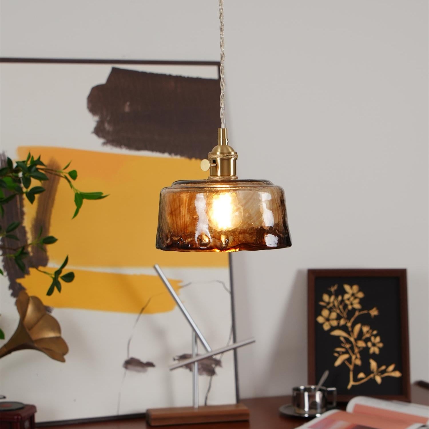 Amberlyn Vintage Amber Glass Pendant Light - Letslighting