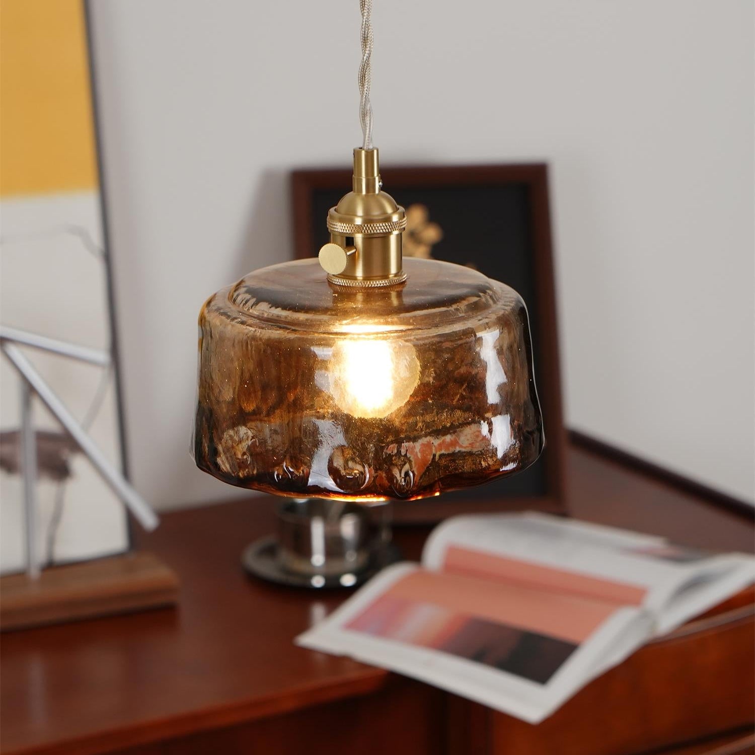 Amberlyn Vintage Amber Glass Pendant Light - Letslighting