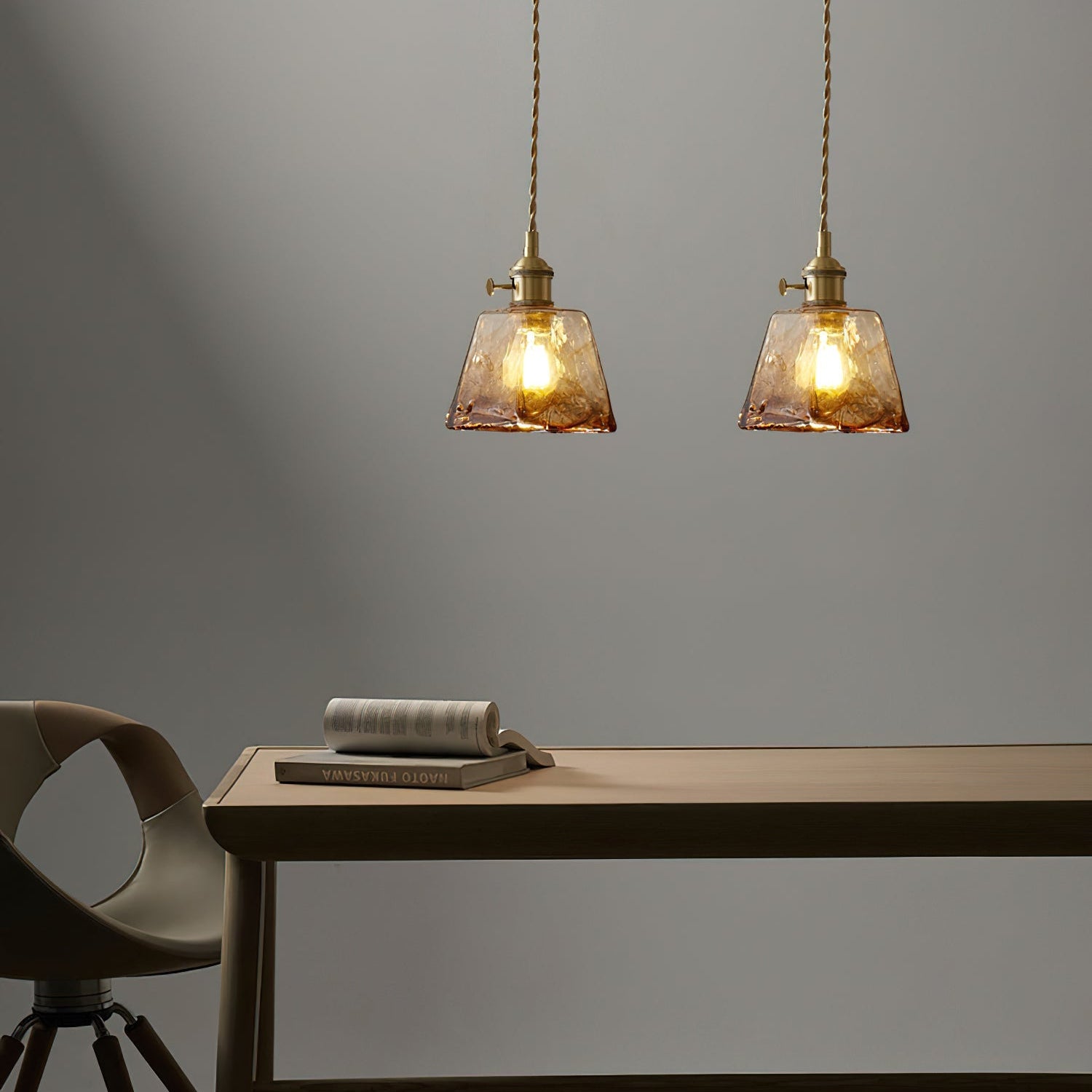 Amberlyn Vintage Amber Glass Pendant Light - Letslighting