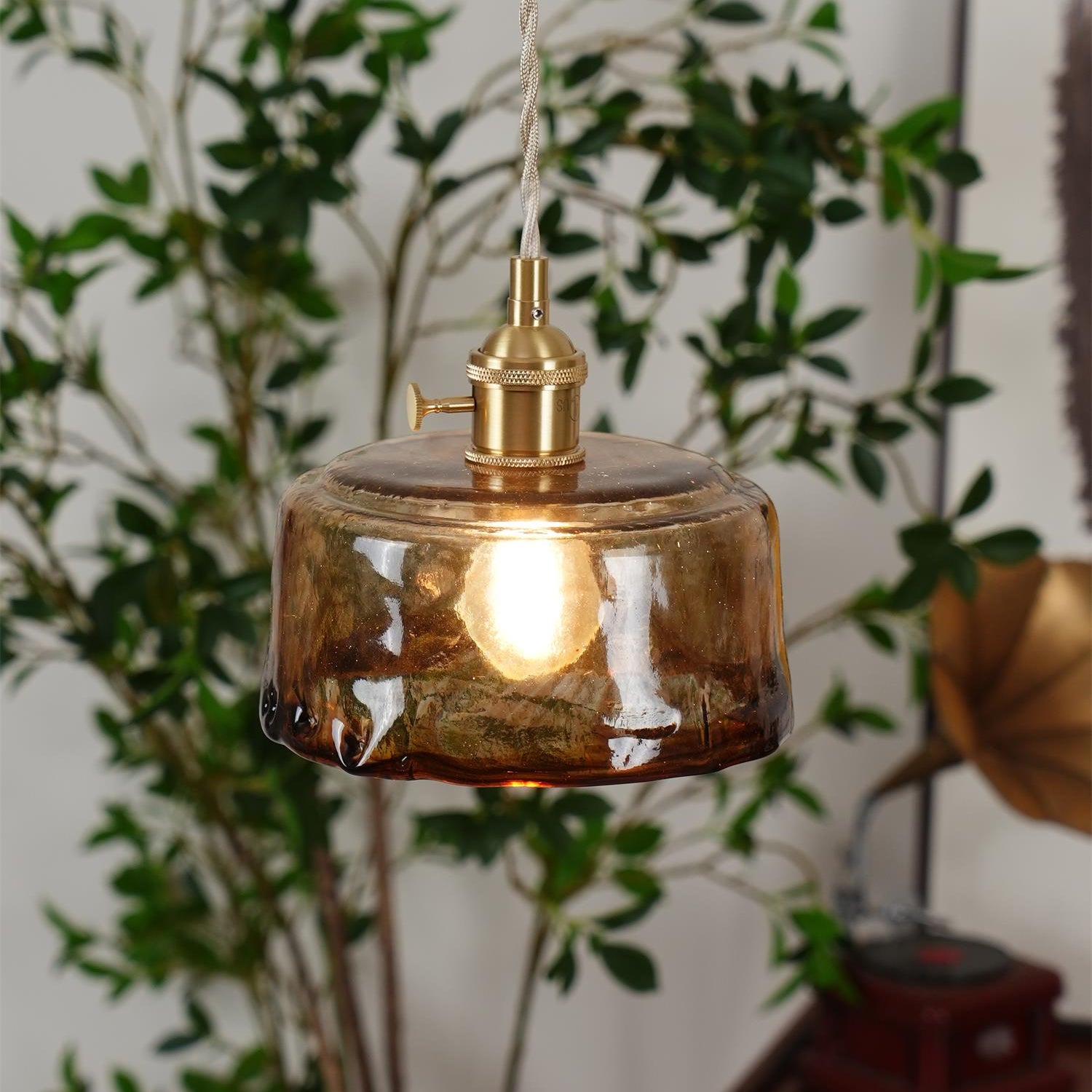 Amberlyn Vintage Amber Glass Pendant Light - Letslighting