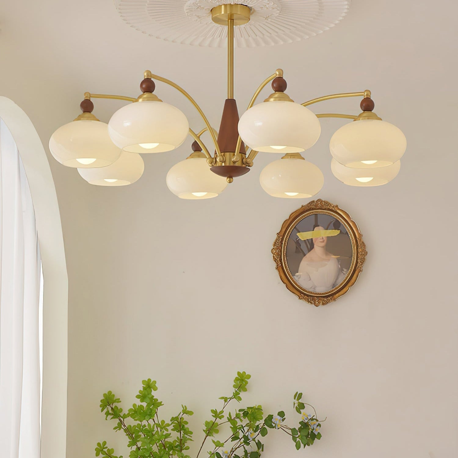 Valentina Glass Wood Chandelier