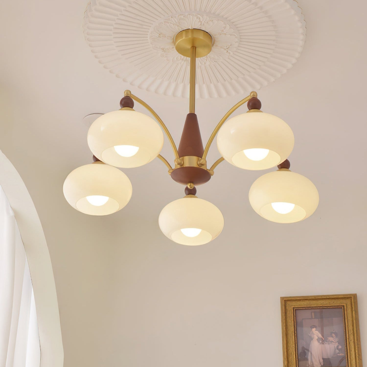 Valentina Glass Wood Chandelier