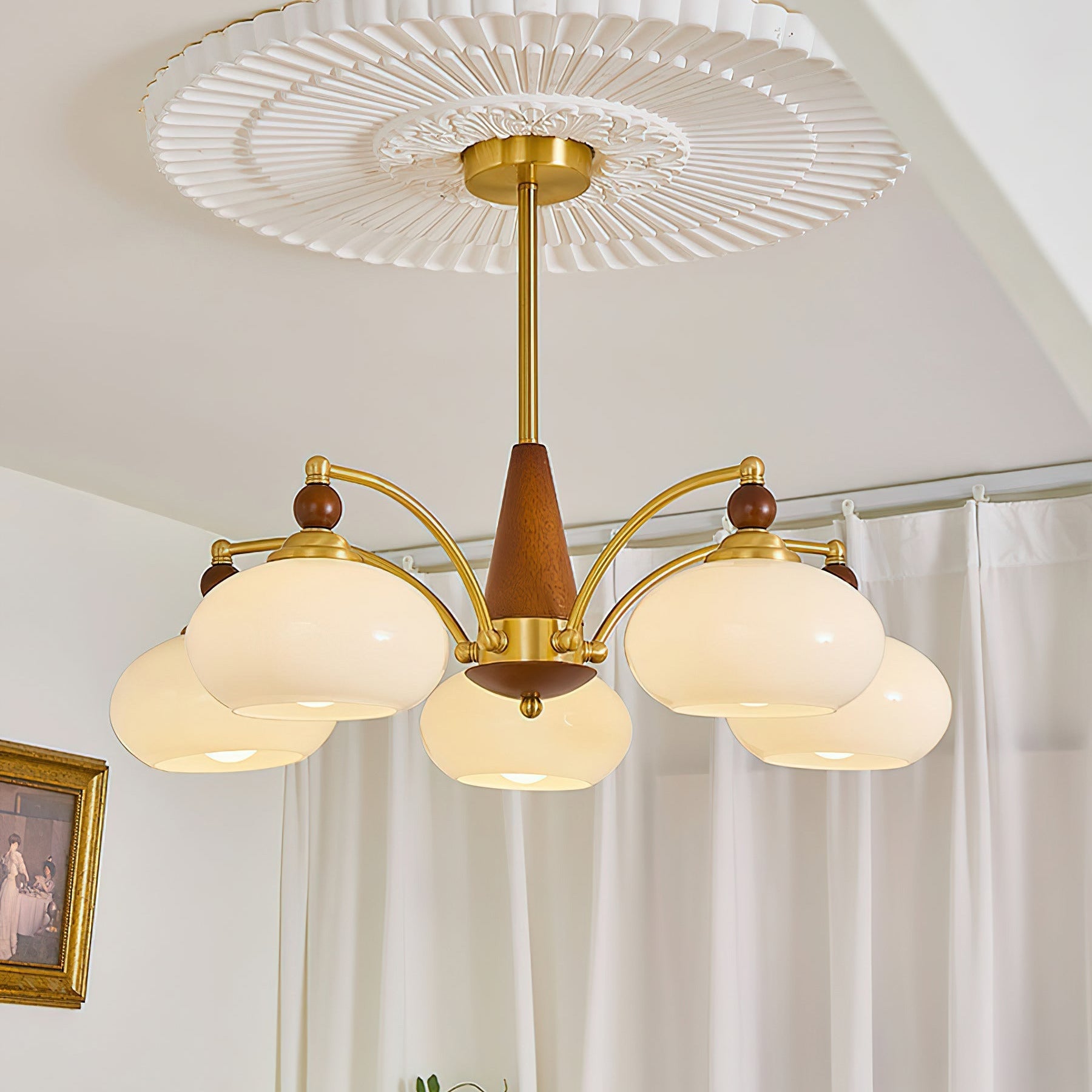 Valentina Glass Wood Chandelier