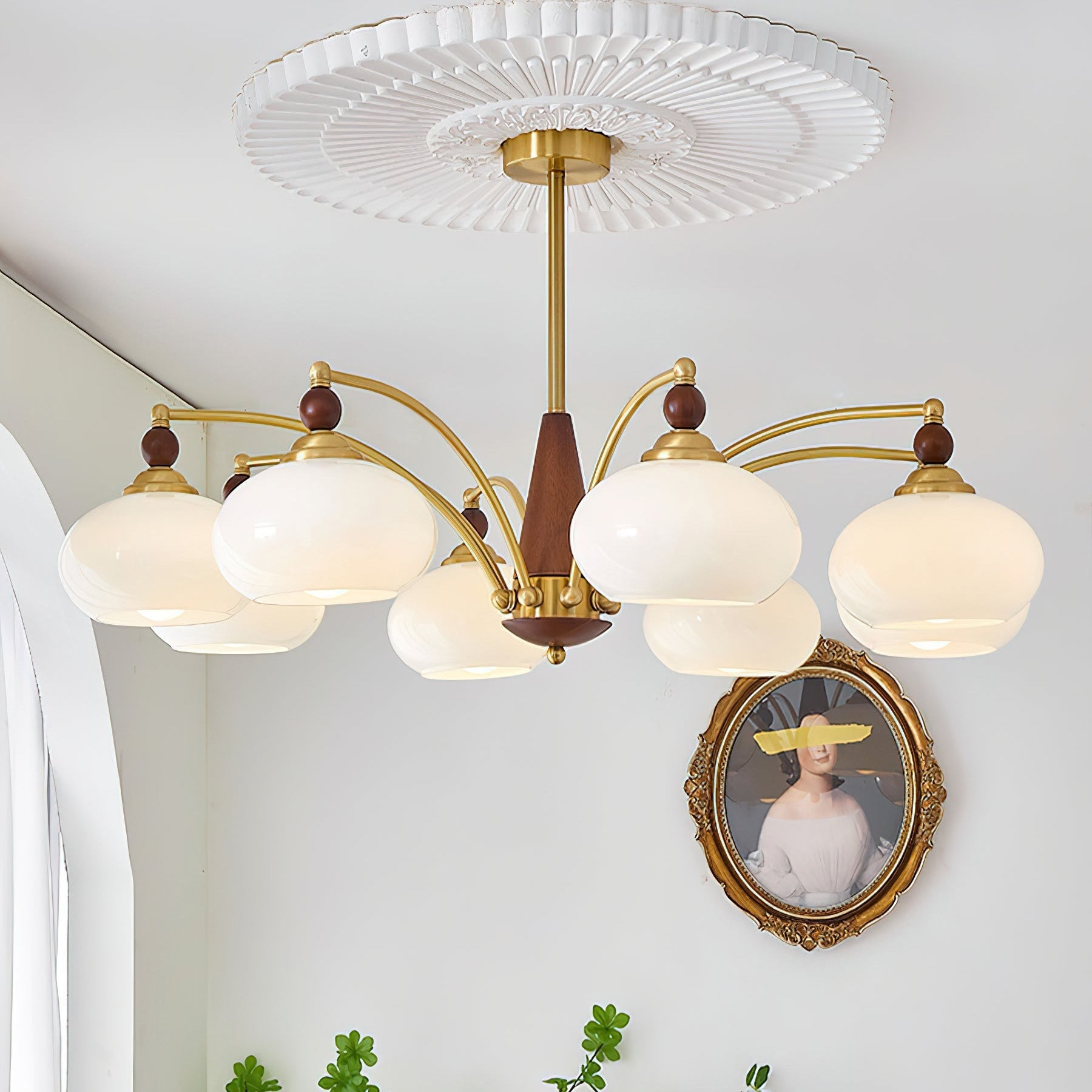 Valentina Glass Wood Chandelier