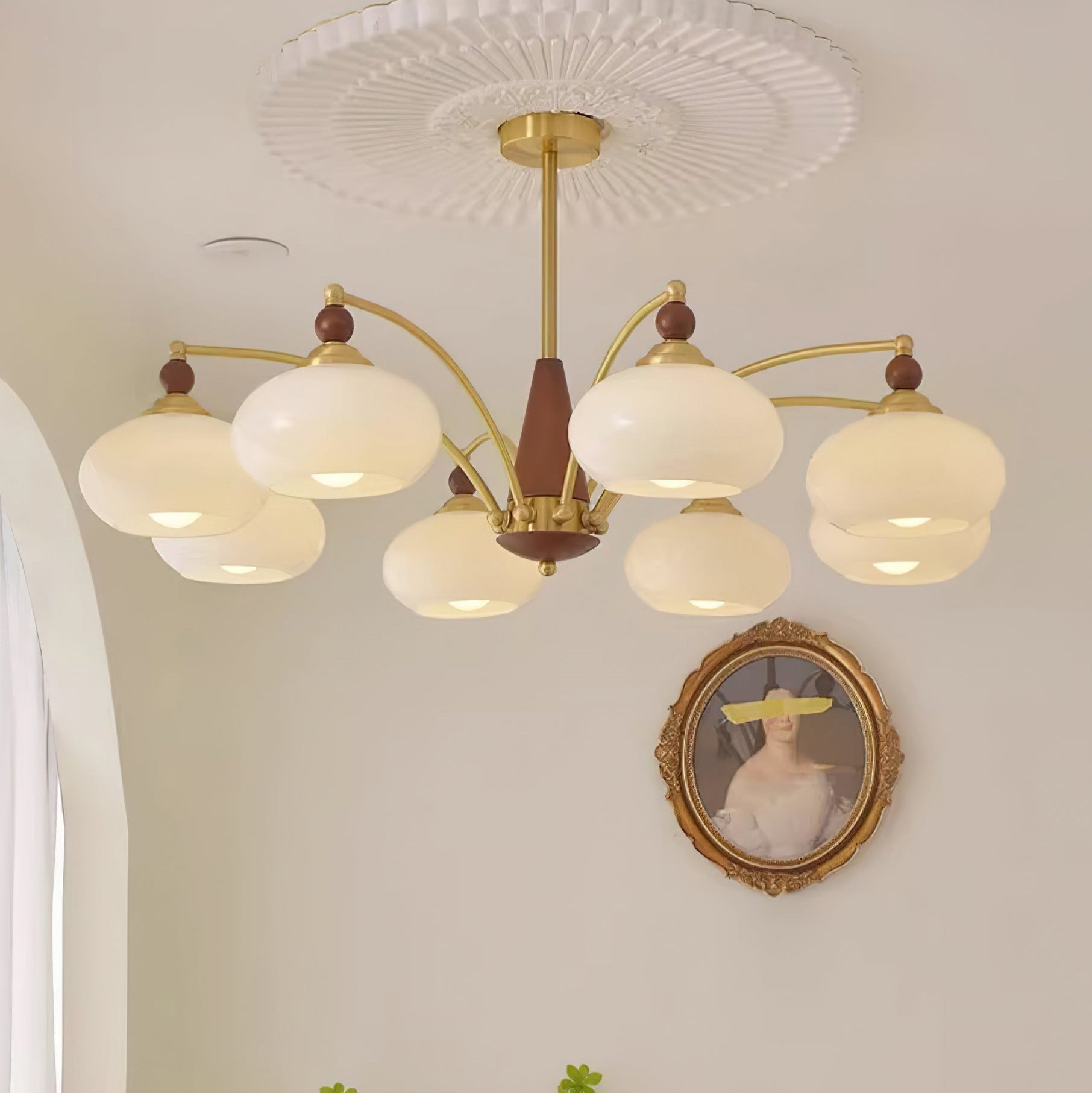 Valentina Glass Wood Chandelier