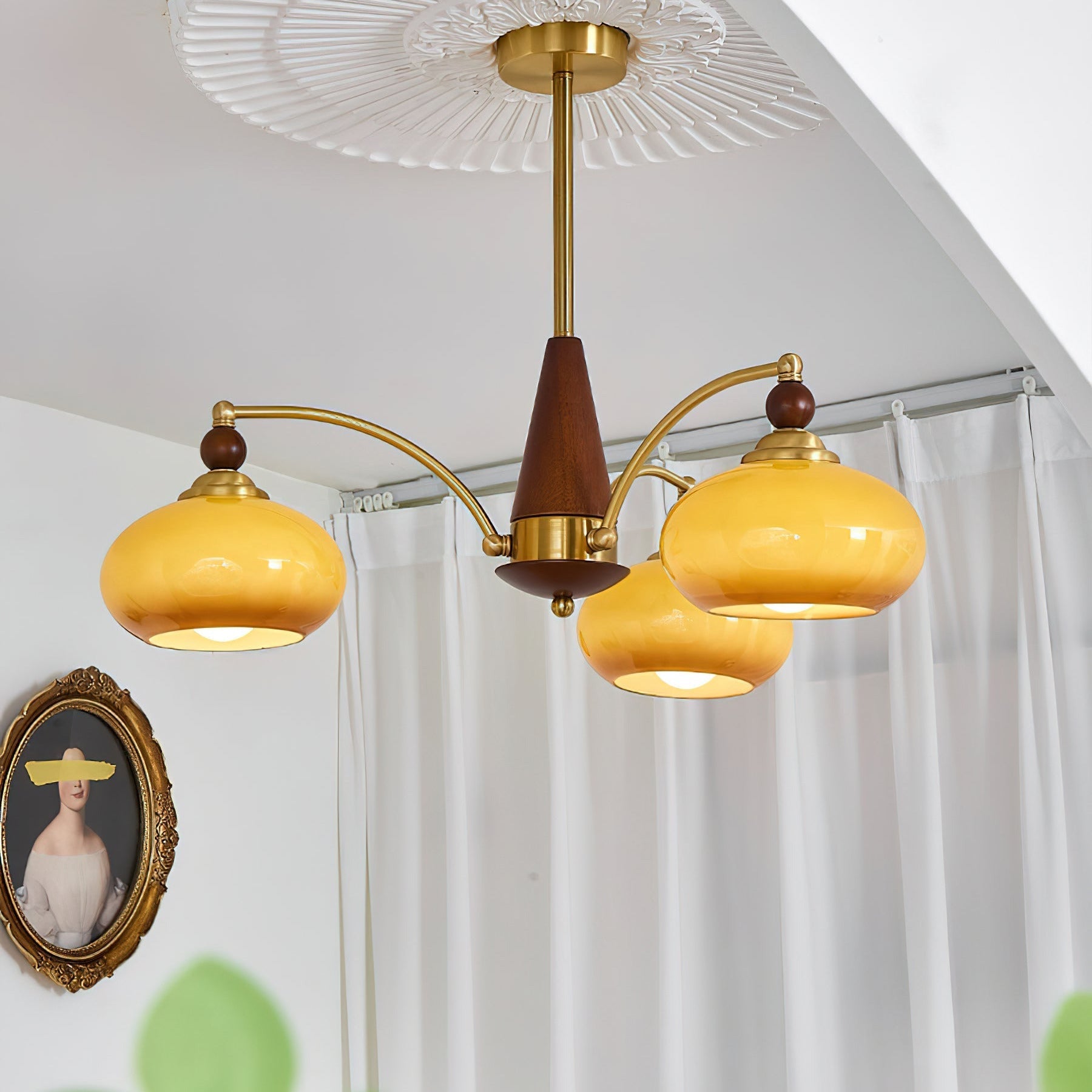 Valentina Glass Wood Chandelier