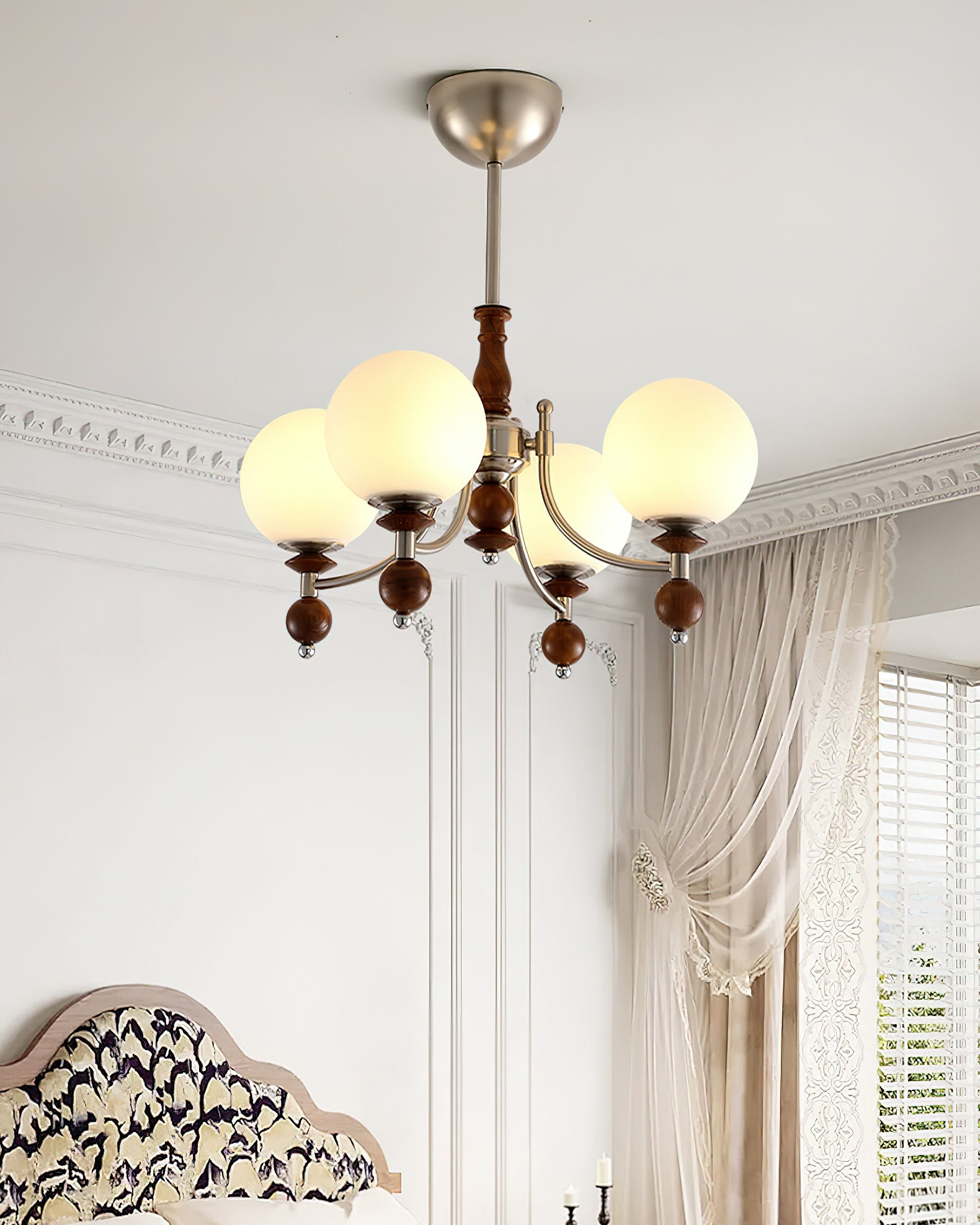 Retro Ellan Chandelier Glass Globe Polished - Letslighting