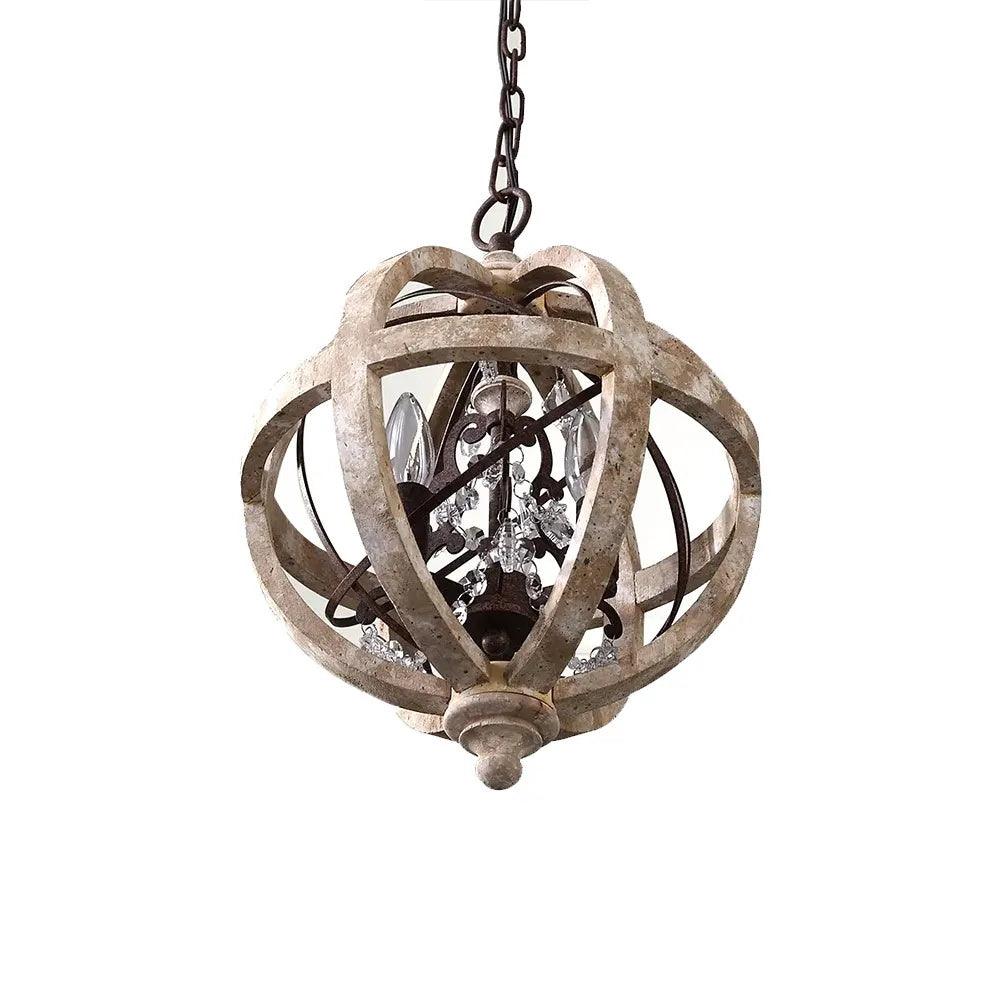 Lustra Chandelier Retro Globe with Weathered Wood - Letslighting